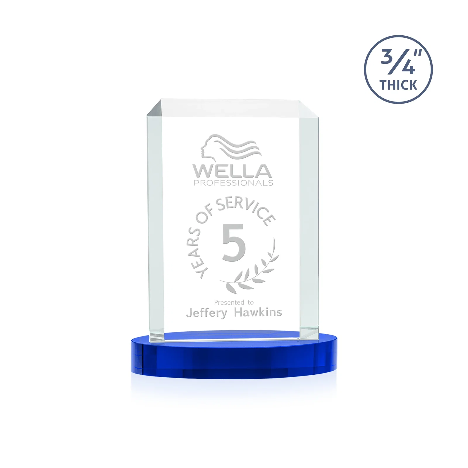 Personalized Starfire Crystal Tower Award, Made and Decorated in the USA for retirement presentations
