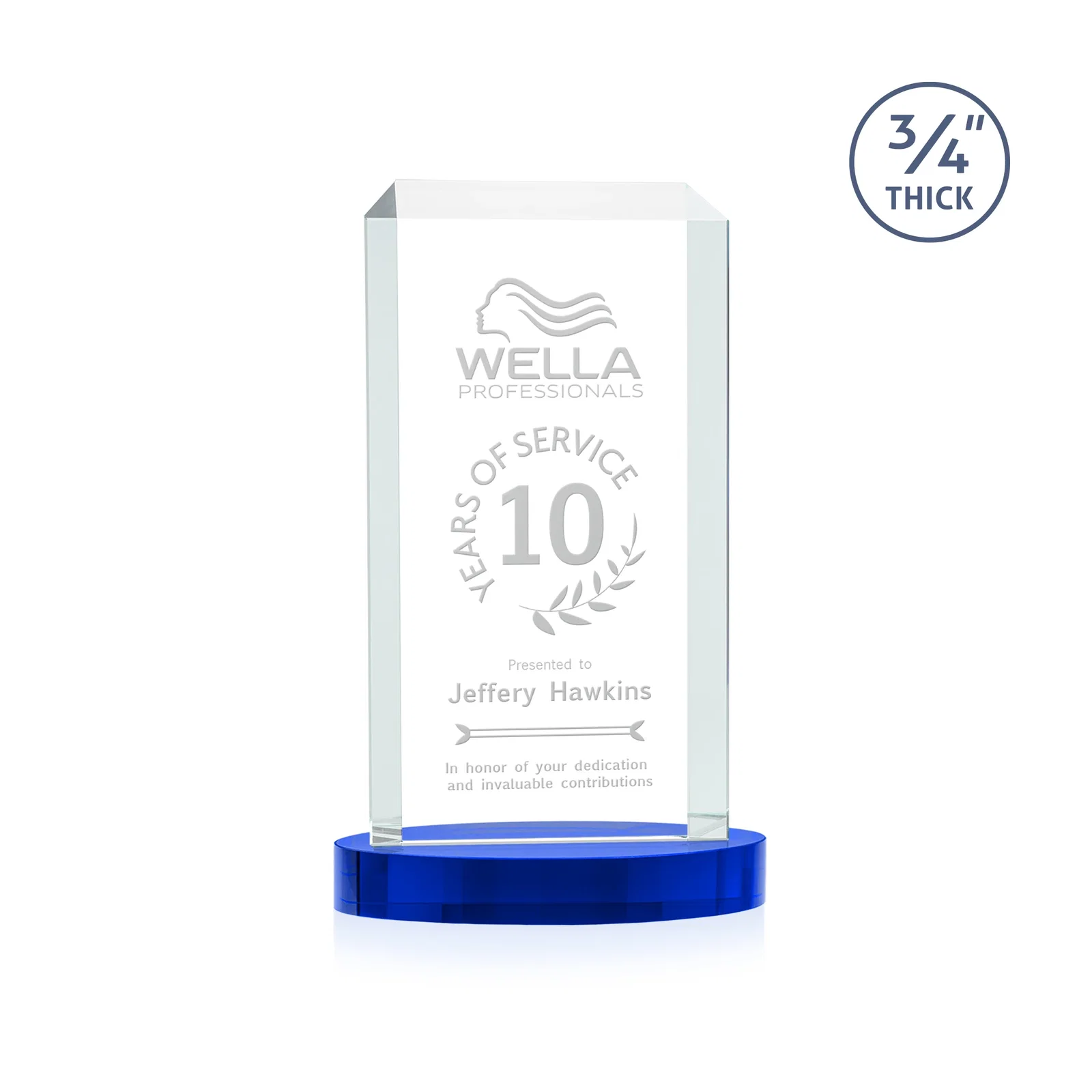 Personalized Starfire Crystal Tower Award, Made and Decorated in the USA for team milestone celebrations