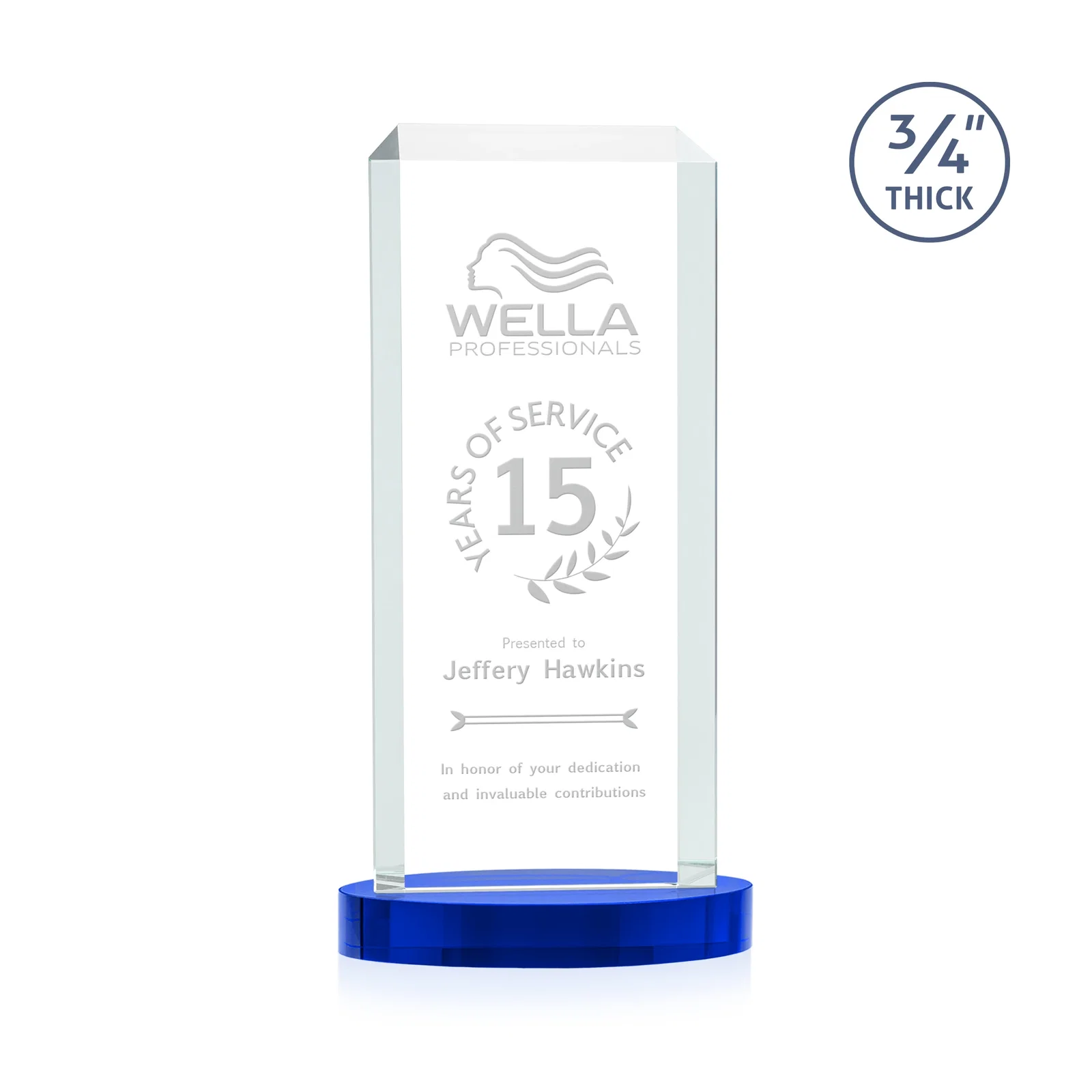 Personalized Starfire Crystal Tower Award, Made and Decorated in the USA for donor appreciation