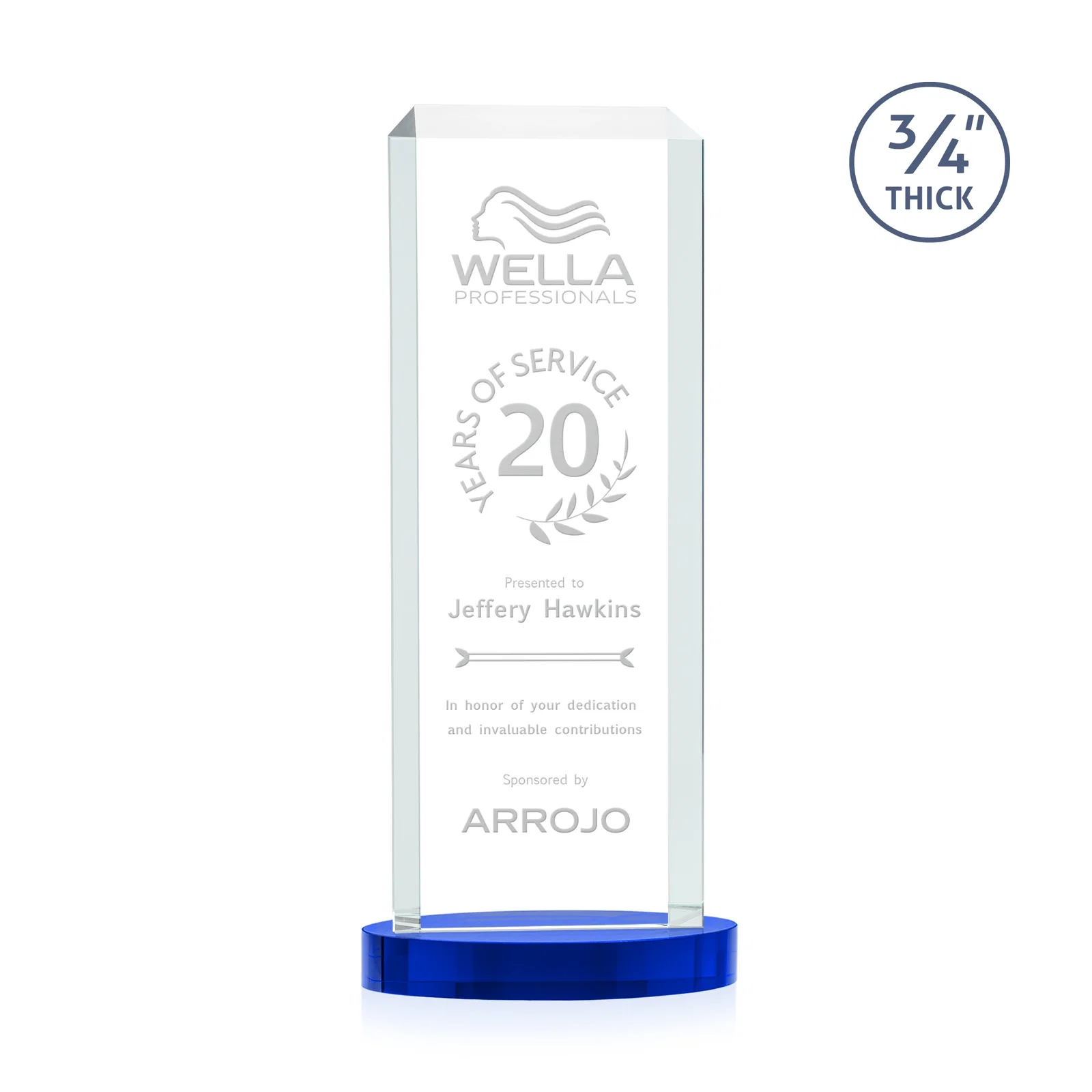 Personalized Starfire Crystal Tower Award, Made and Decorated in the USA for graduation ceremonies