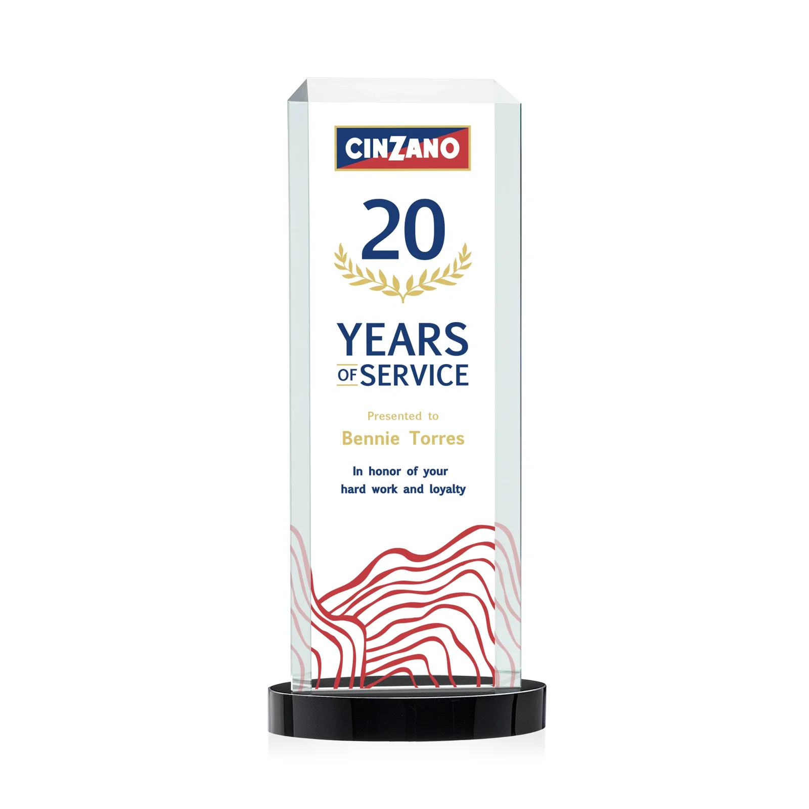 Promotional Starfire Crystal Tower Award, Made and Decorated in the USA for employee recognition