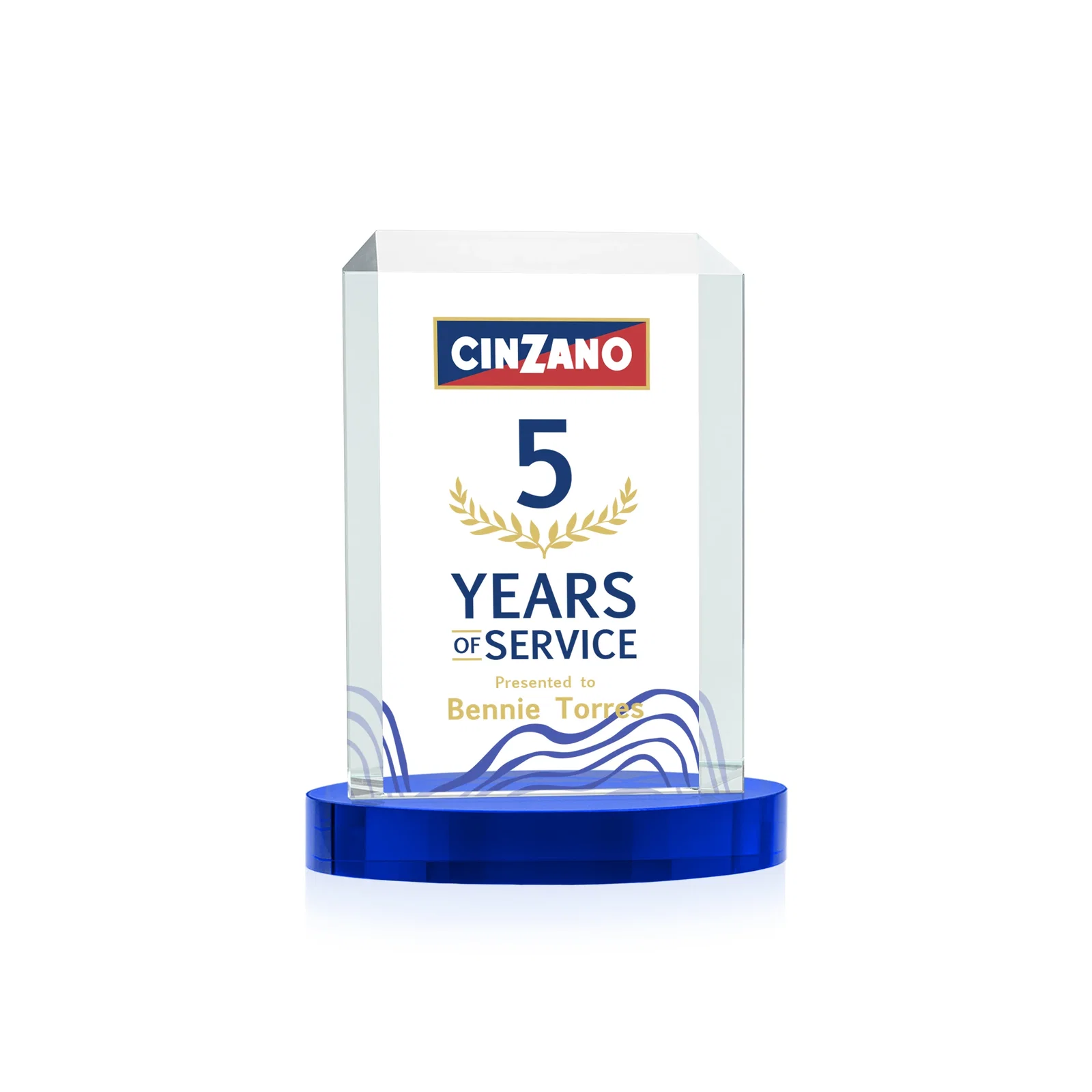 Promotional Starfire Crystal Tower Award, Made and Decorated in the USA for service anniversary gifts