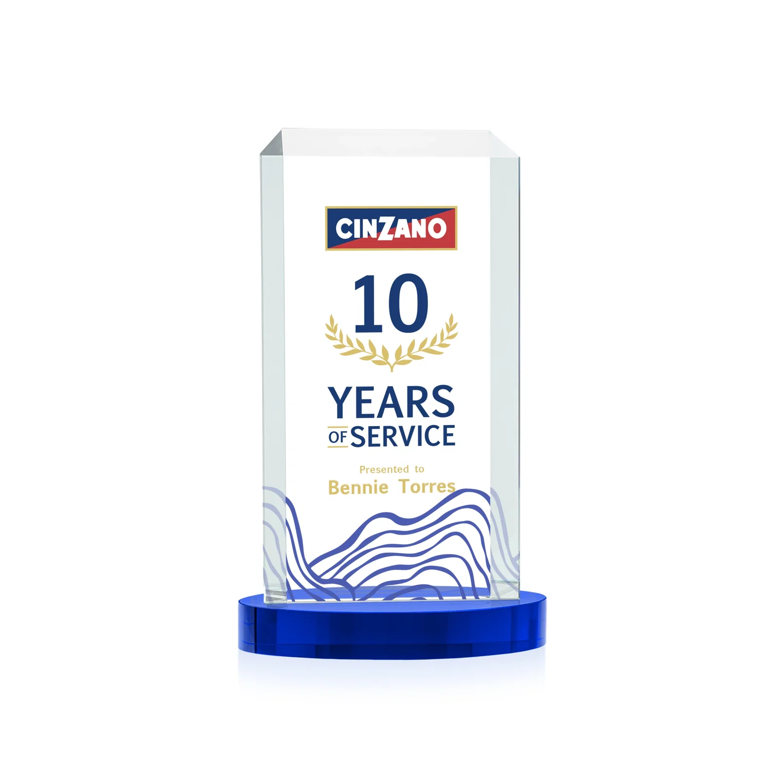 Promotional Starfire Crystal Tower Award, Made and Decorated in the USA for sales achievement awards