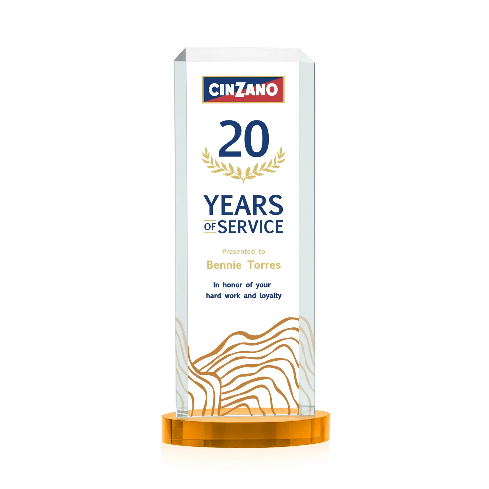 Promotional Starfire Crystal Tower Award, Made and Decorated in the USA for dealer and partner awards