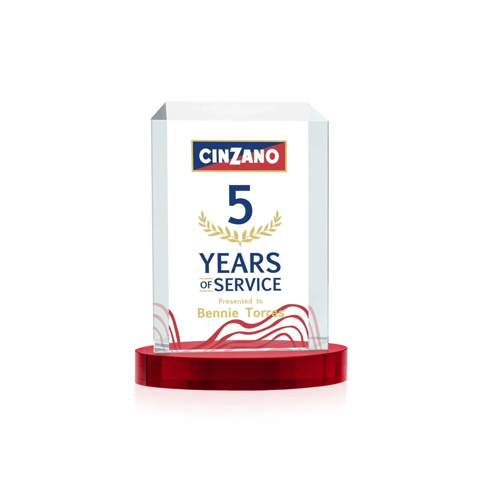Branded Starfire Crystal Tower Award, Made and Decorated in the USA for dealer and partner awards