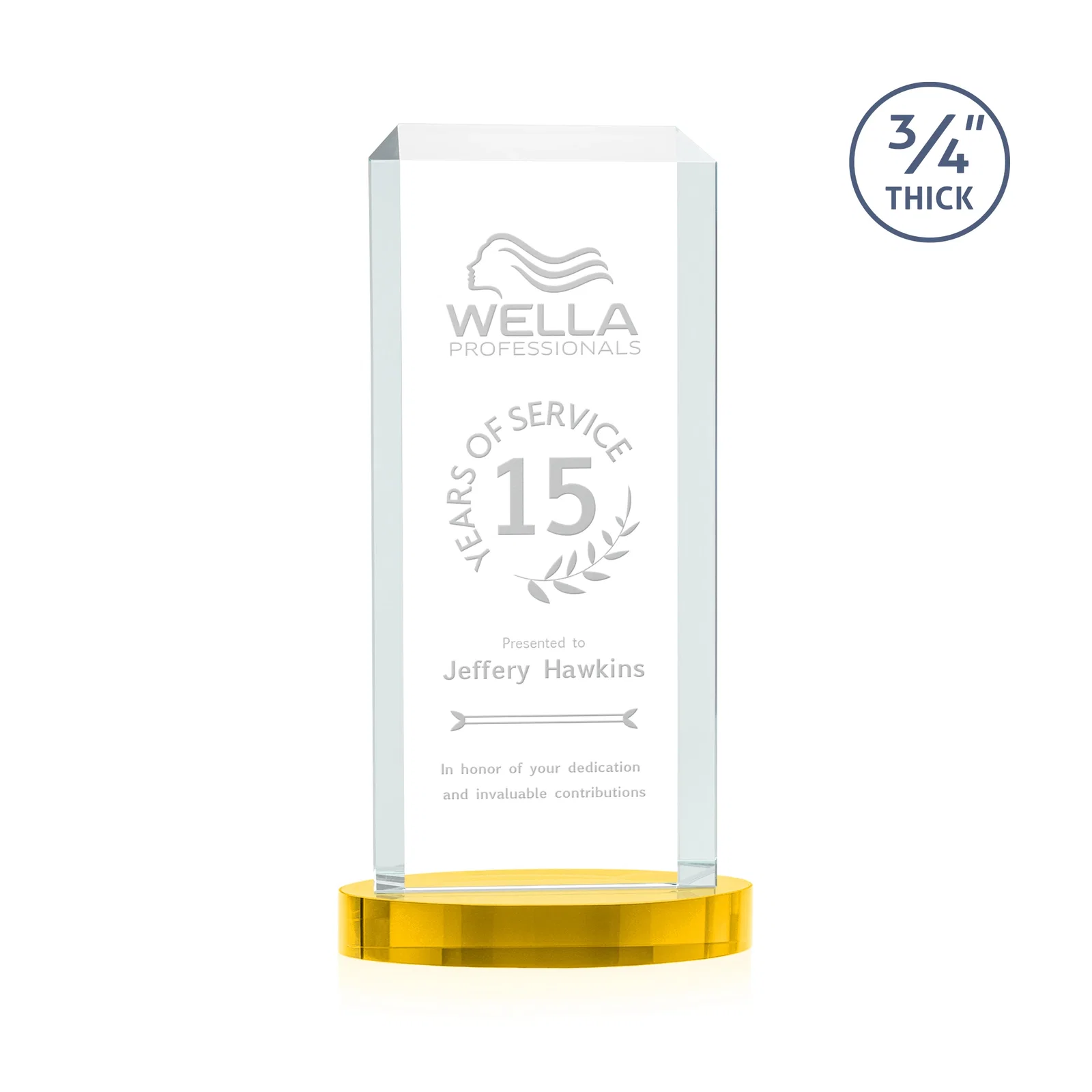 Customized Starfire Crystal Tower Award, Made and Decorated in the USA for safety achievement programs