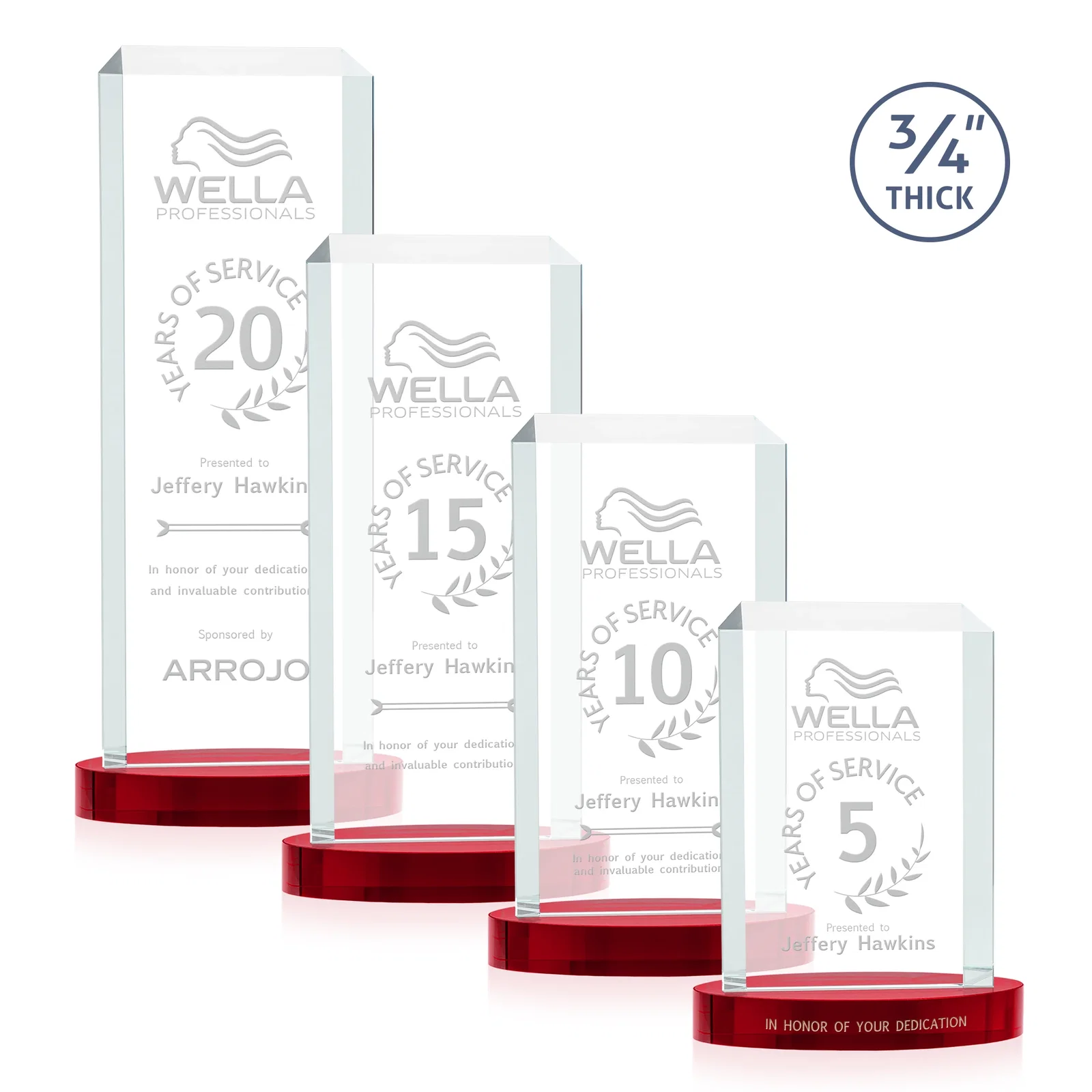 Customized Starfire Crystal Tower Award, Made and Decorated in the USA for dealer and partner awards