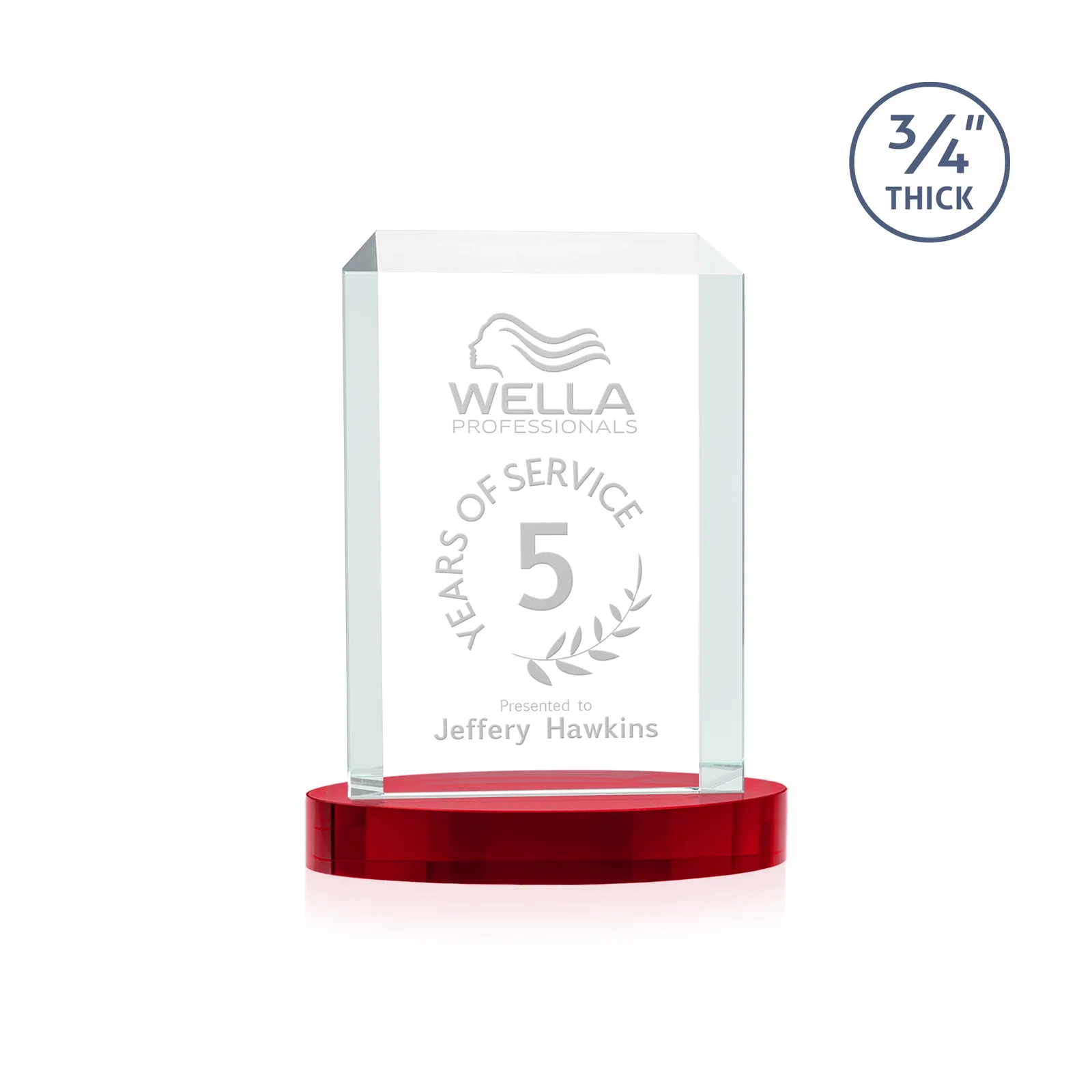 Customized Starfire Crystal Tower Award, Made and Decorated in the USA for company anniversary events