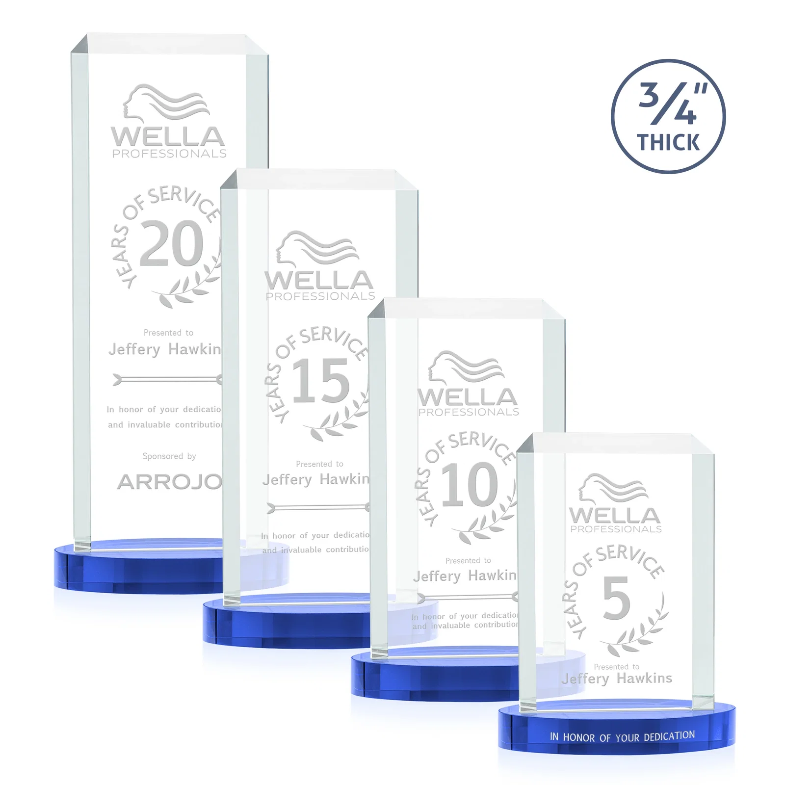 Custom engraved Starfire Crystal Tower Award, Made and Decorated in the USA for sales achievement awards