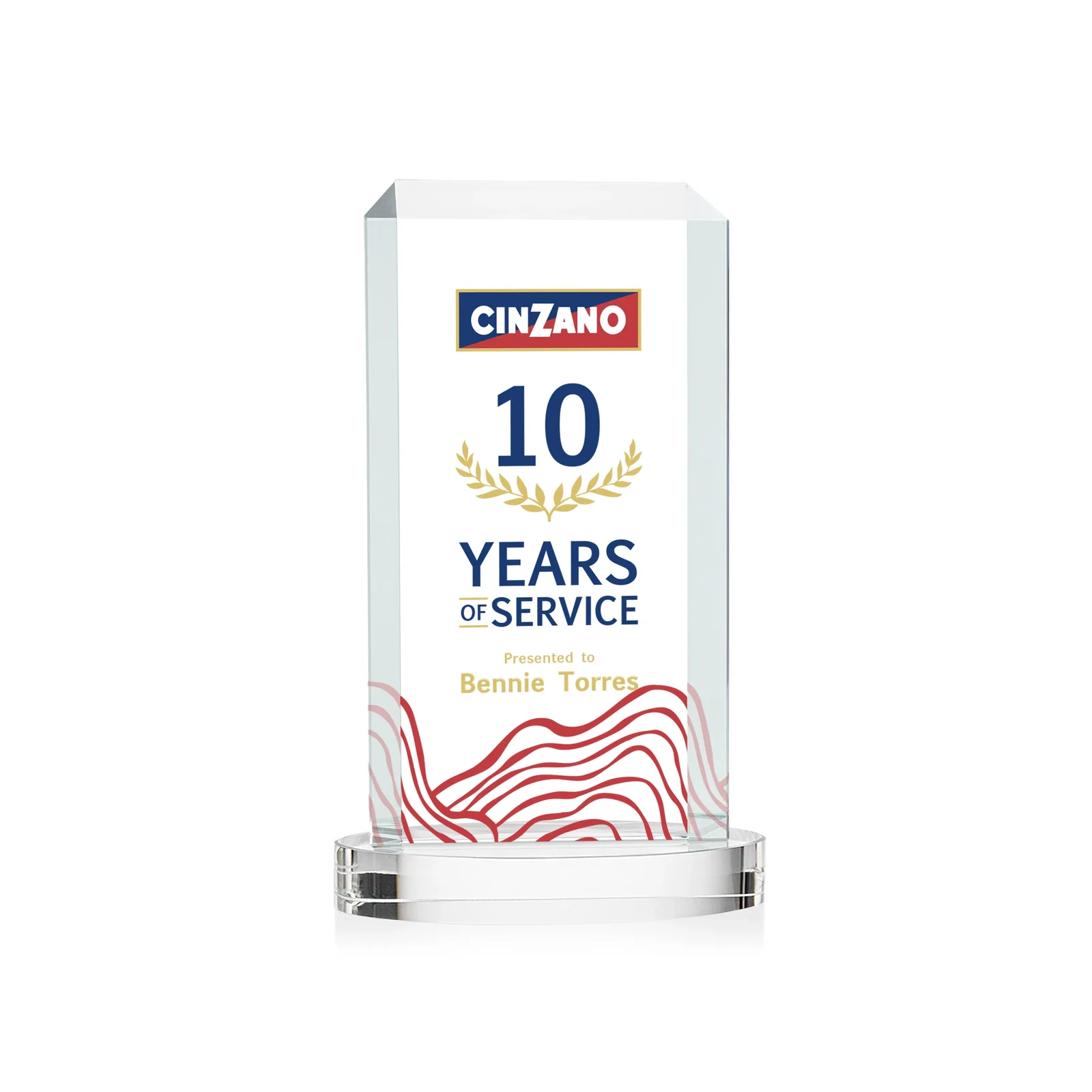 Custom Starfire Crystal Tower Award, Made and Decorated in the USA for graduation ceremonies