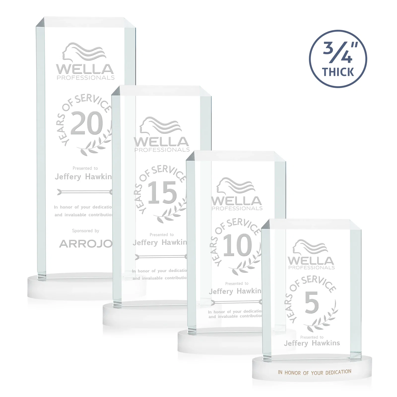 Custom engraved Starfire Crystal Tower Award, Made and Decorated in the USA for safety achievement programs