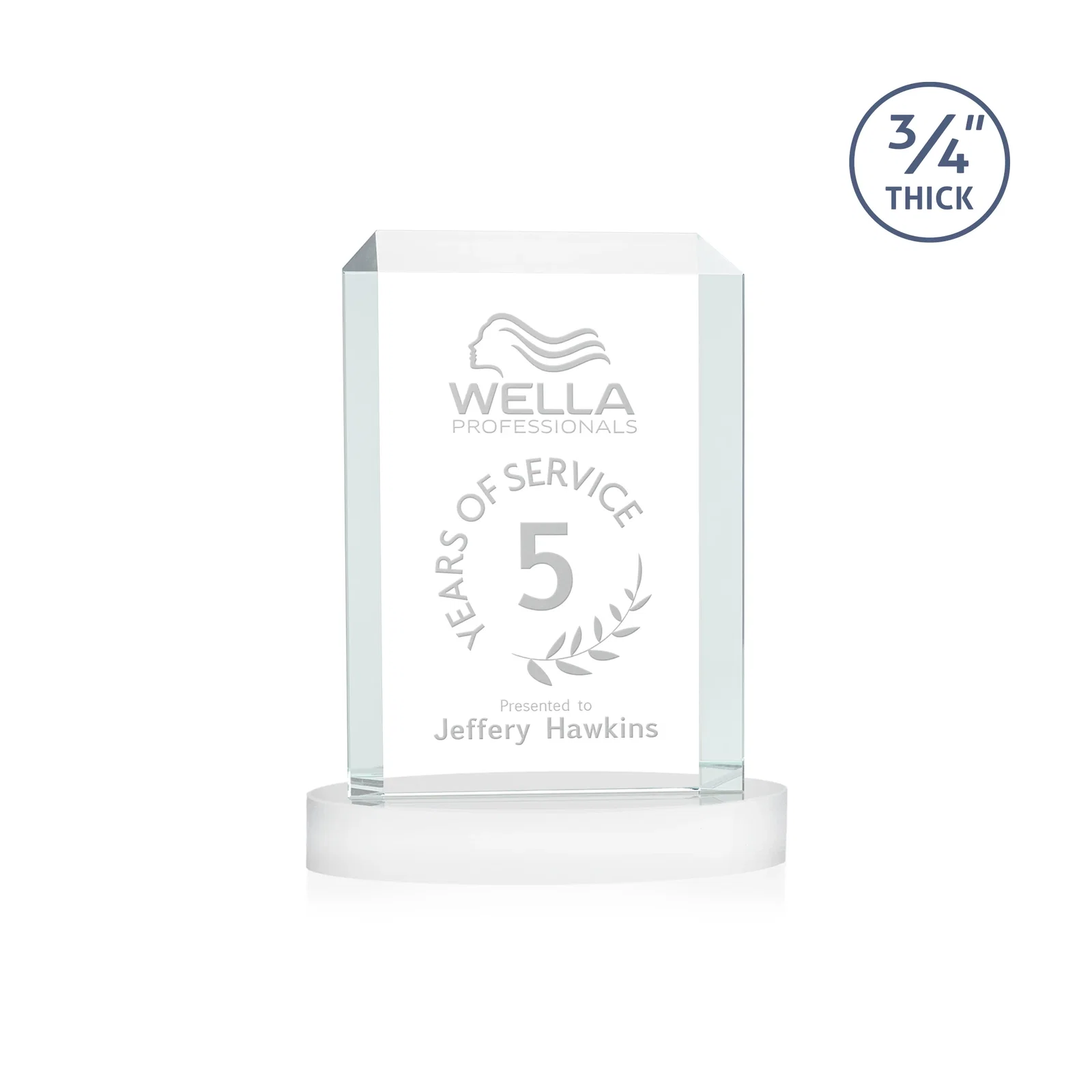 Custom engraved Starfire Crystal Tower Award, Made and Decorated in the USA for volunteer appreciation