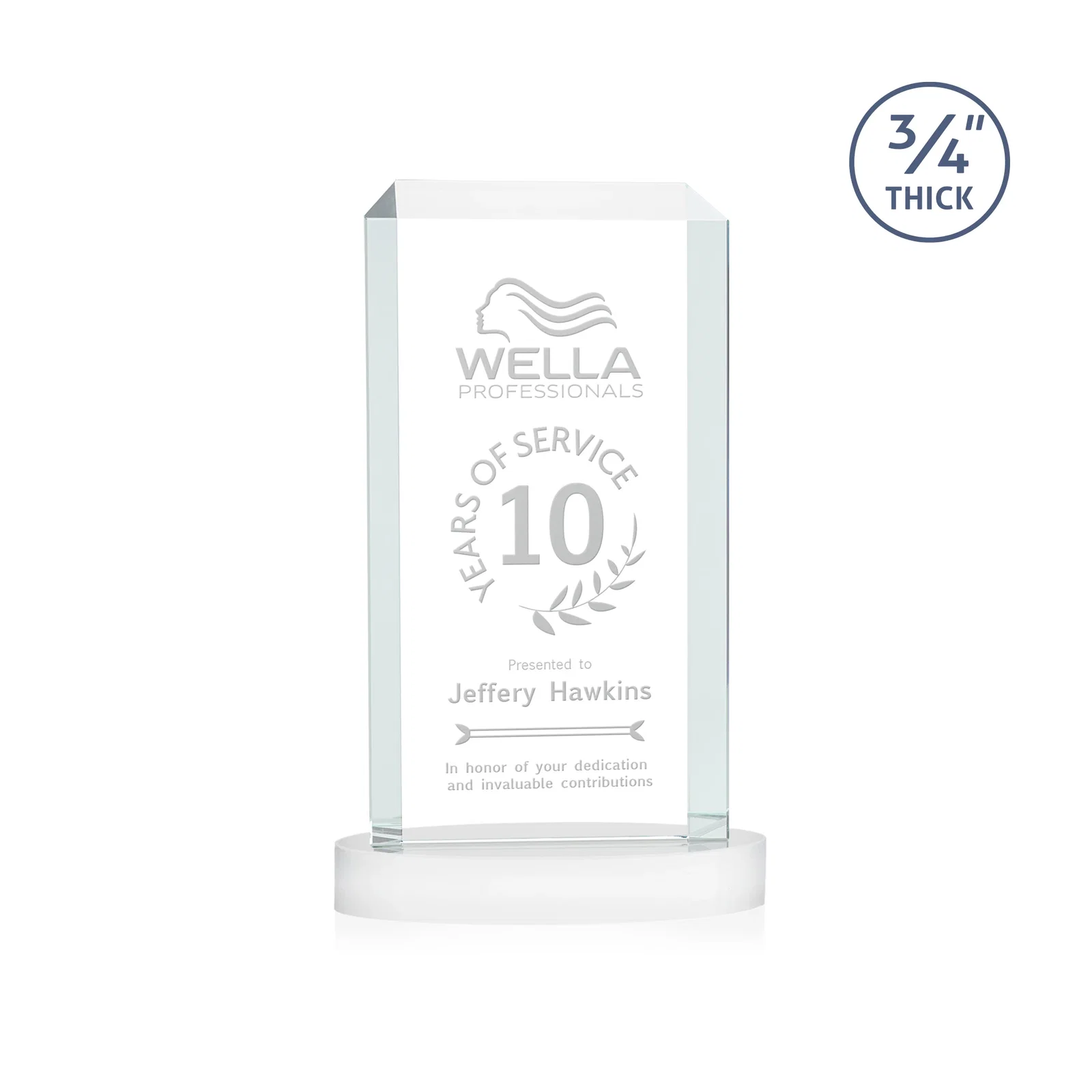 Custom engraved Starfire Crystal Tower Award, Made and Decorated in the USA for dealer and partner awards