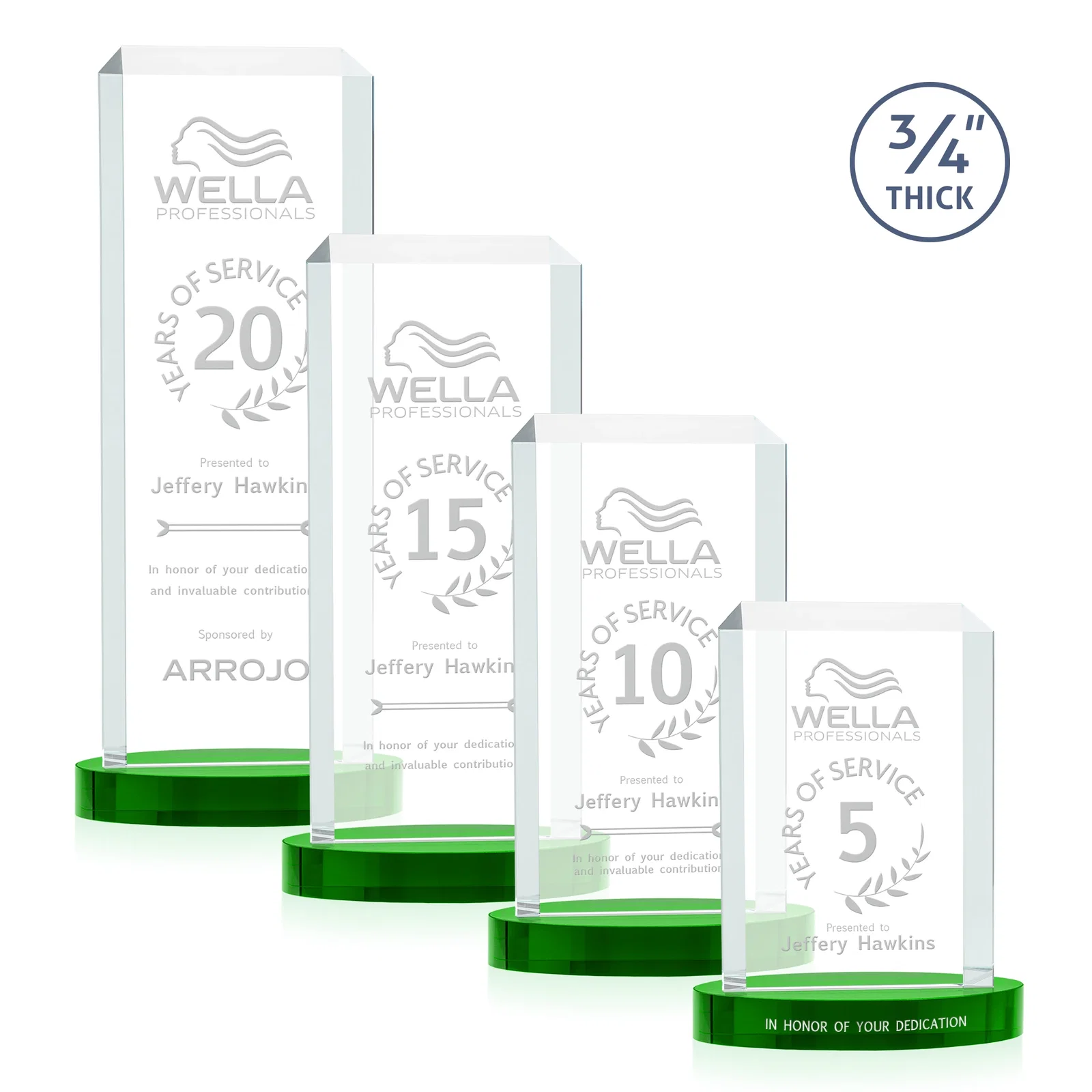 Custom Starfire Crystal Tower Award, Made and Decorated in the USA, with your logo for corporate award ceremonies