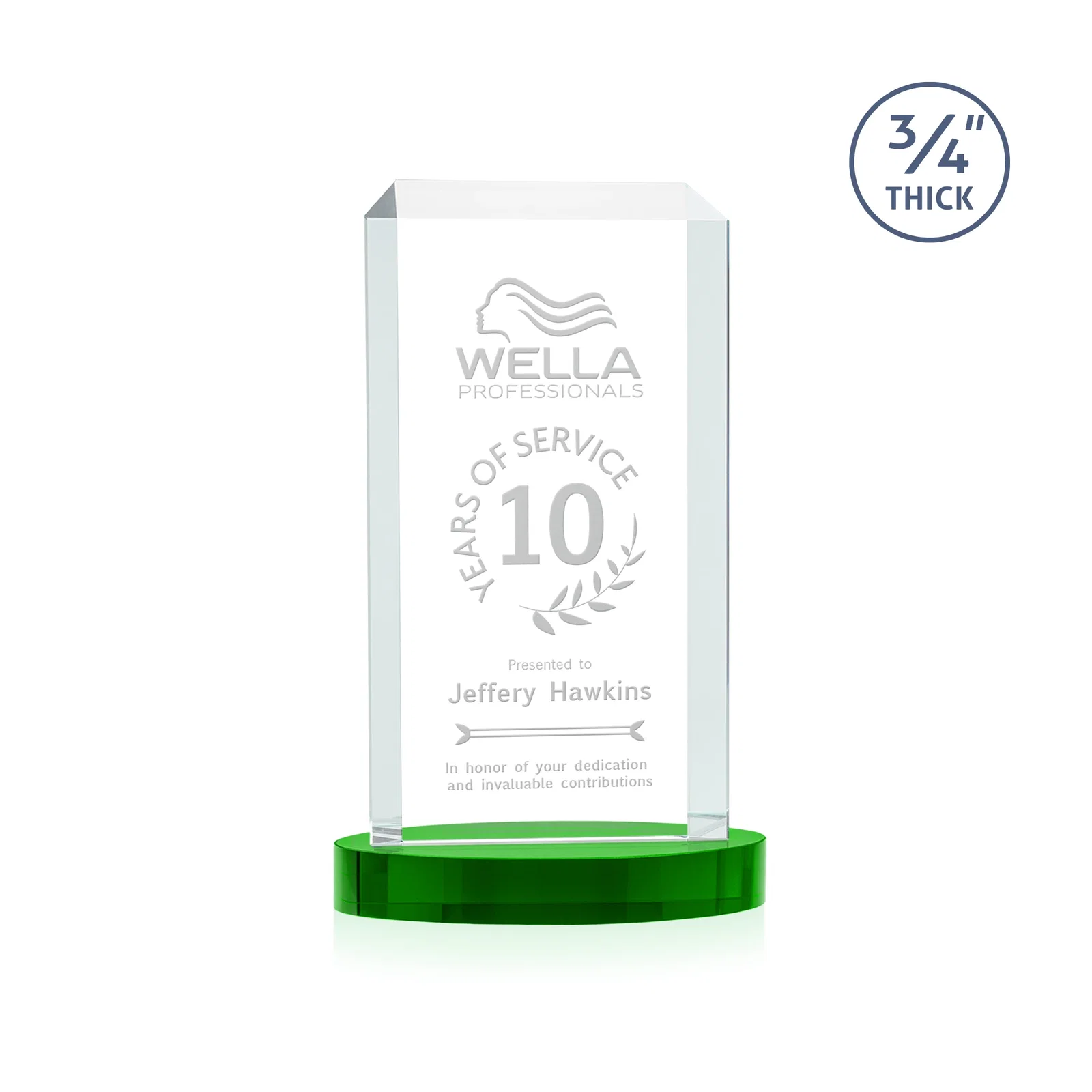 Custom Starfire Crystal Tower Award, Made and Decorated in the USA, with your logo for sales achievement awards