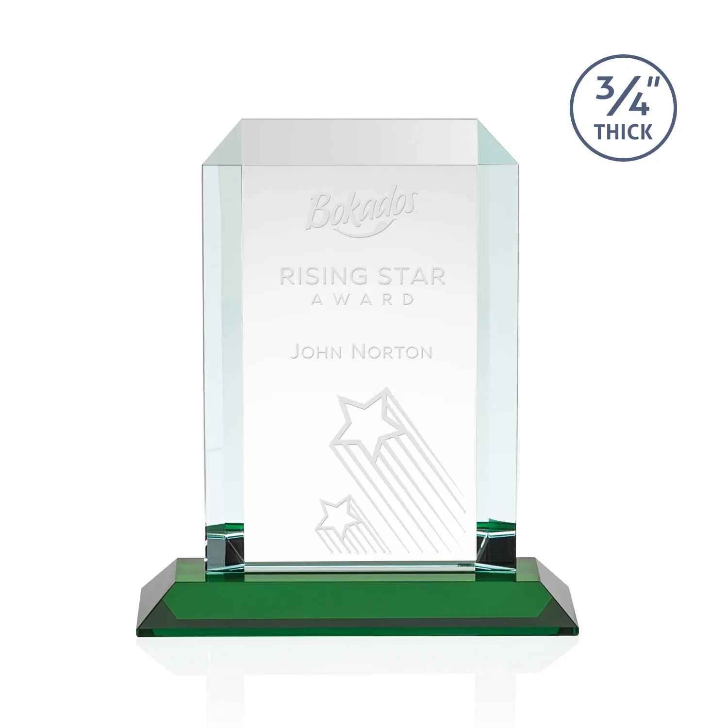 Personalized Starfire Crystal Tower Award With Etch or Full-Color Print for team milestone celebrations