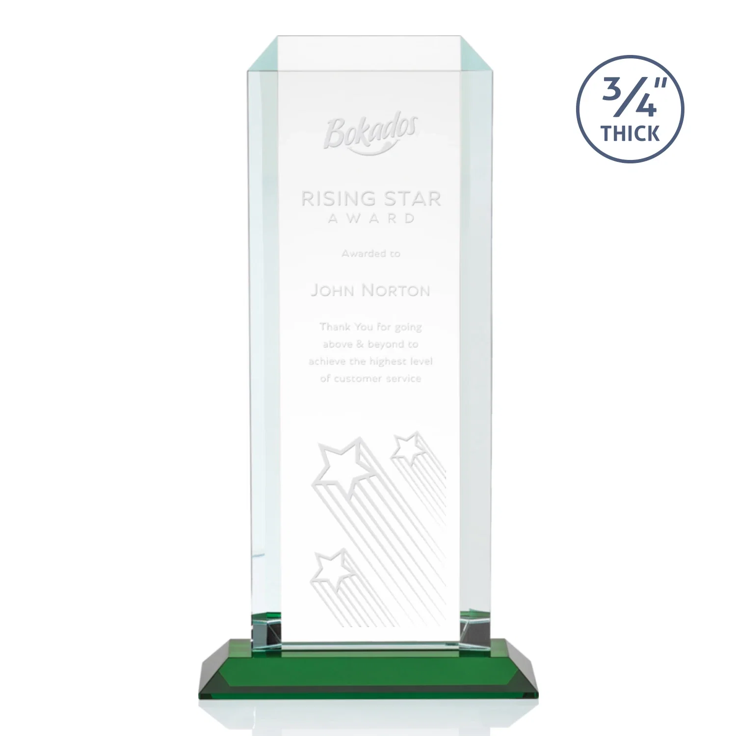 Personalized Starfire Crystal Tower Award With Etch or Full-Color Print for safety achievement programs