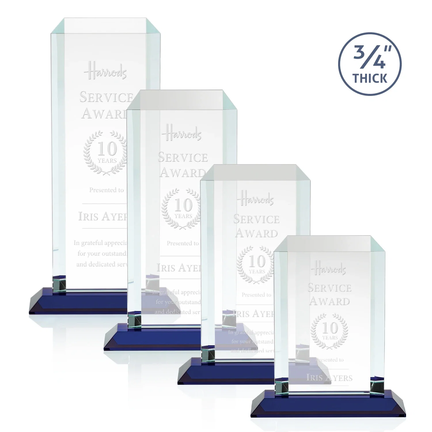 Personalized Starfire Crystal Tower Award With Etch or Full-Color Print for volunteer appreciation