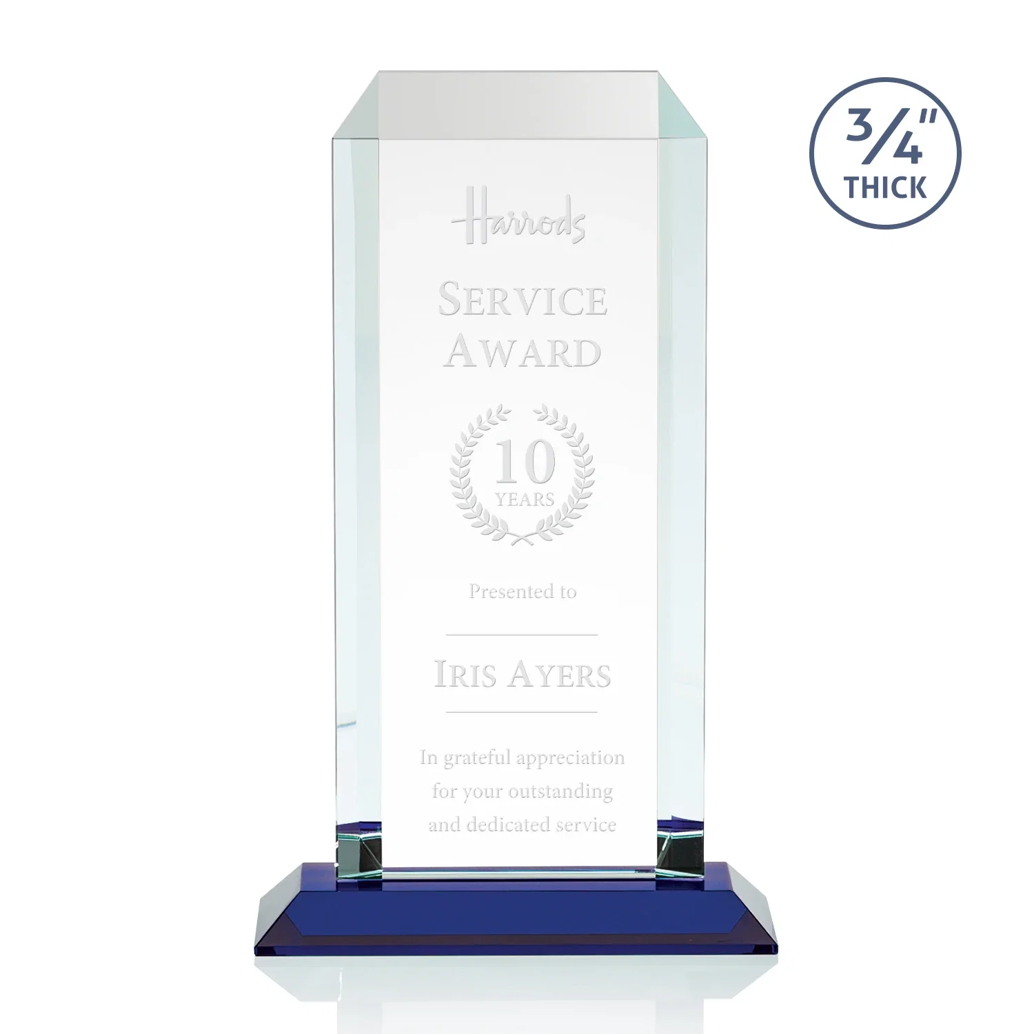 Promotional Starfire Crystal Tower Award With Etch or Full-Color Print for employee recognition