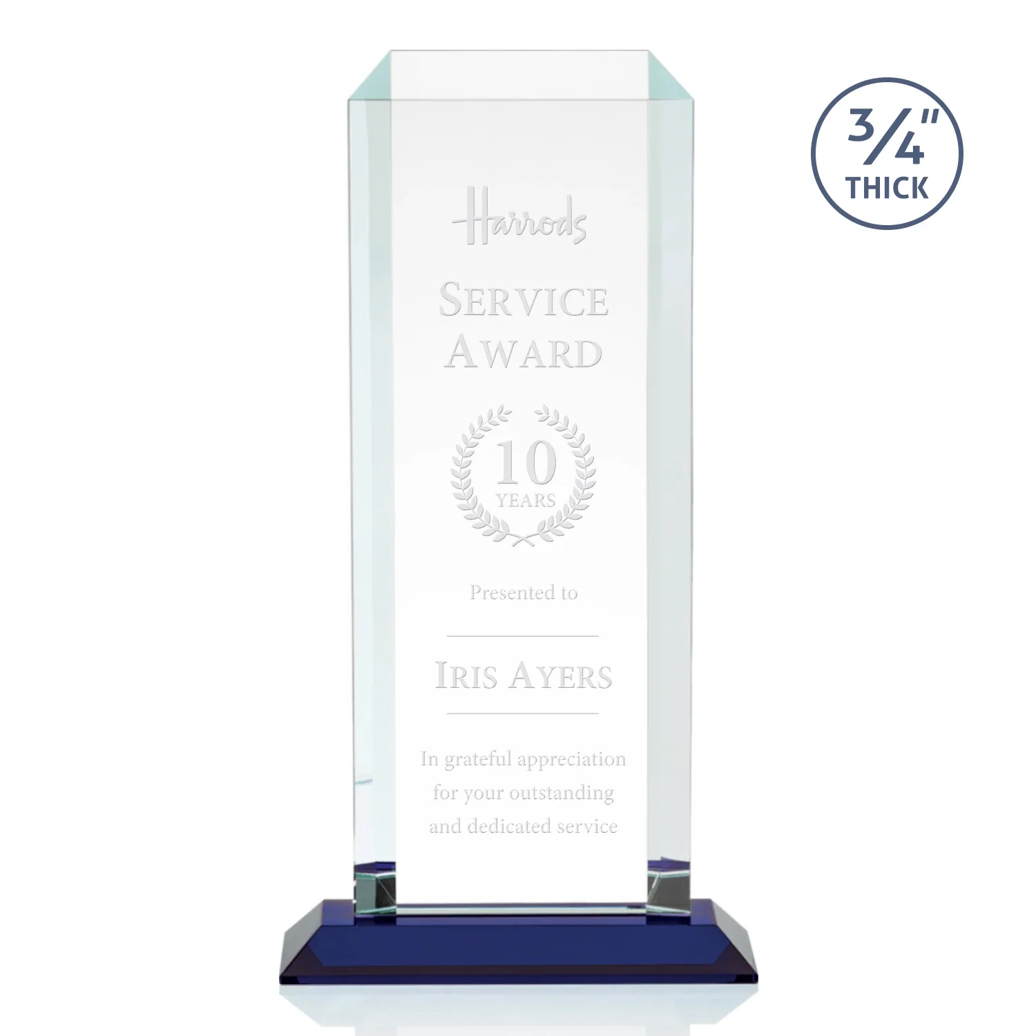 Promotional Starfire Crystal Tower Award With Etch or Full-Color Print for corporate award ceremonies