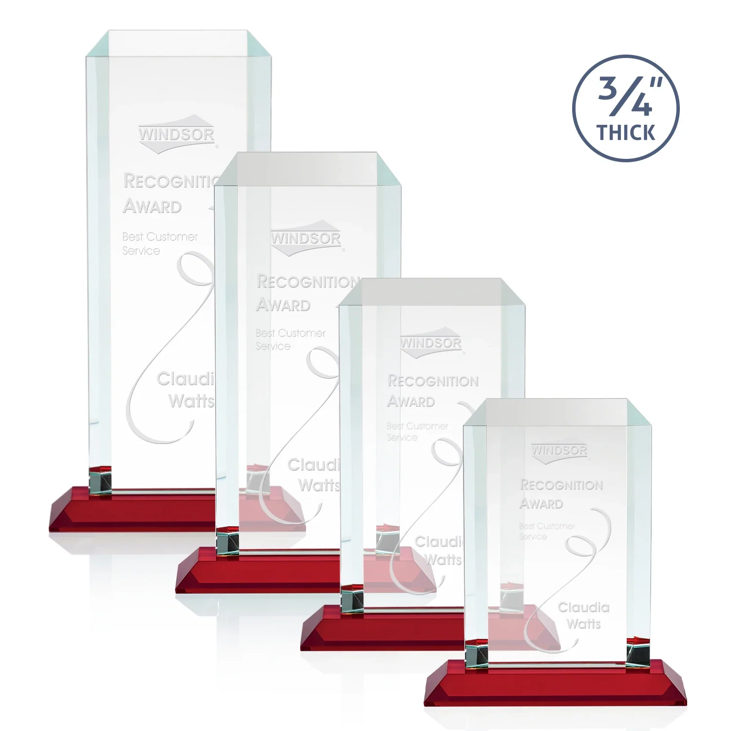 Promotional Starfire Crystal Tower Award With Etch or Full-Color Print for service anniversary gifts