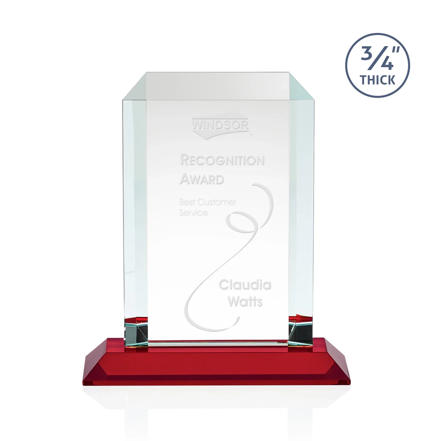 Promotional Starfire Crystal Tower Award With Etch or Full-Color Print for sales achievement awards