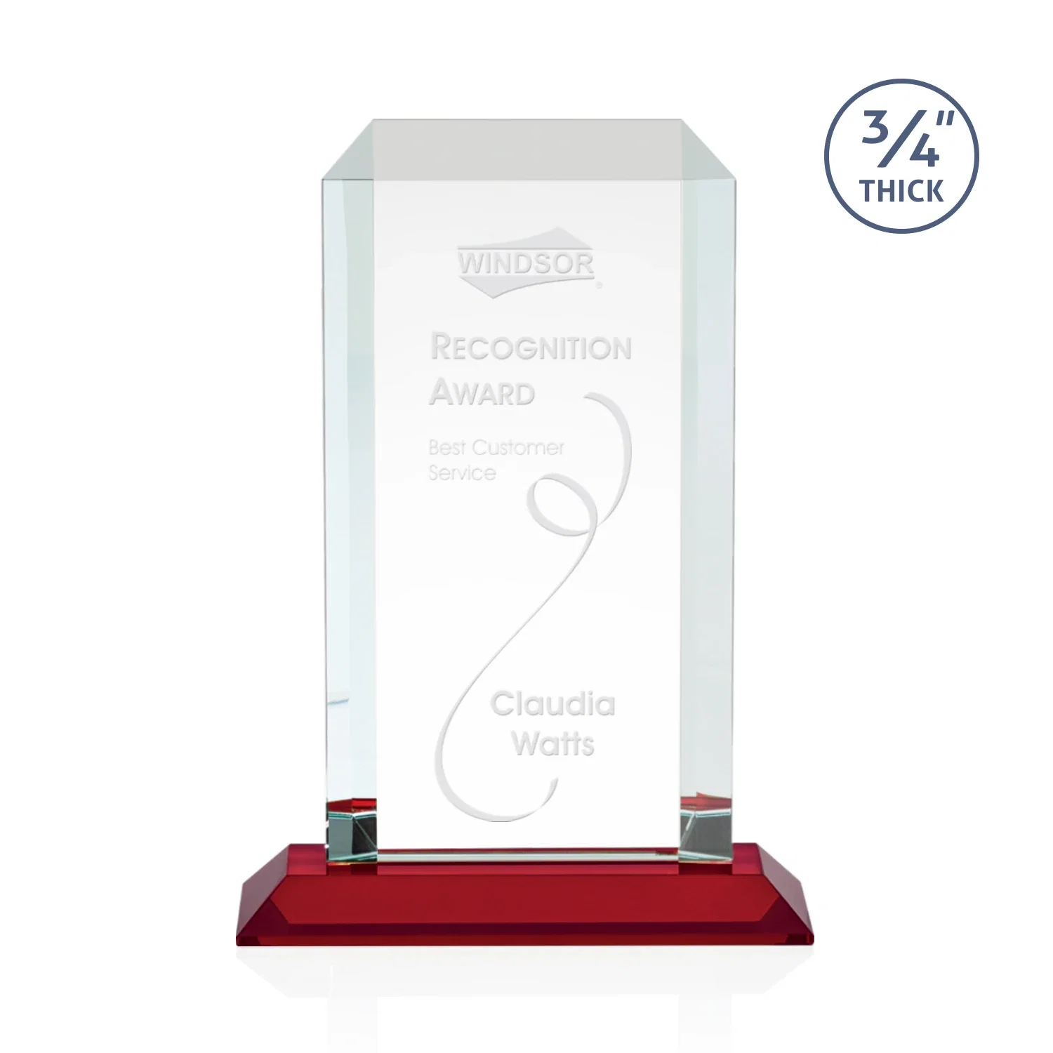 Promotional Starfire Crystal Tower Award With Etch or Full-Color Print for retirement presentations
