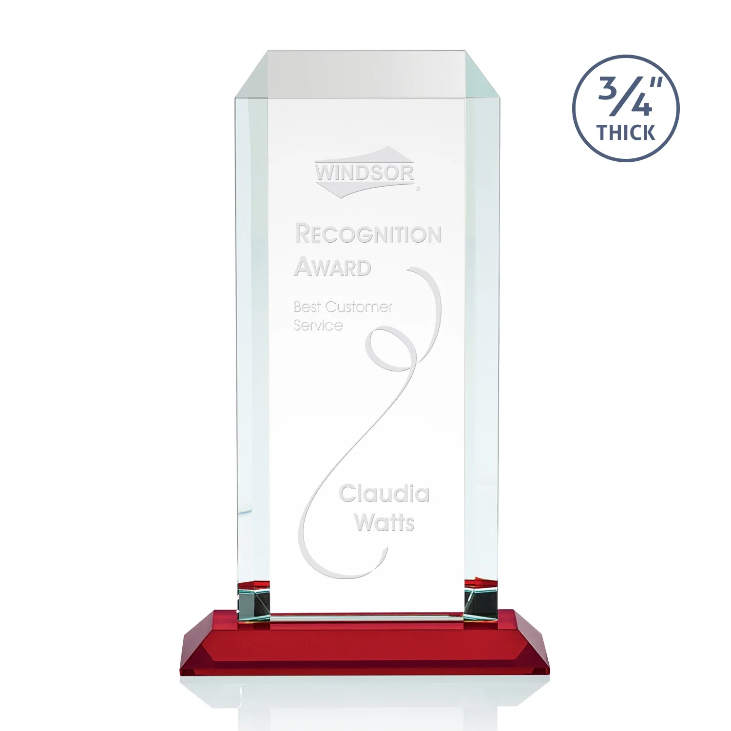 Promotional Starfire Crystal Tower Award With Etch or Full-Color Print for team milestone celebrations