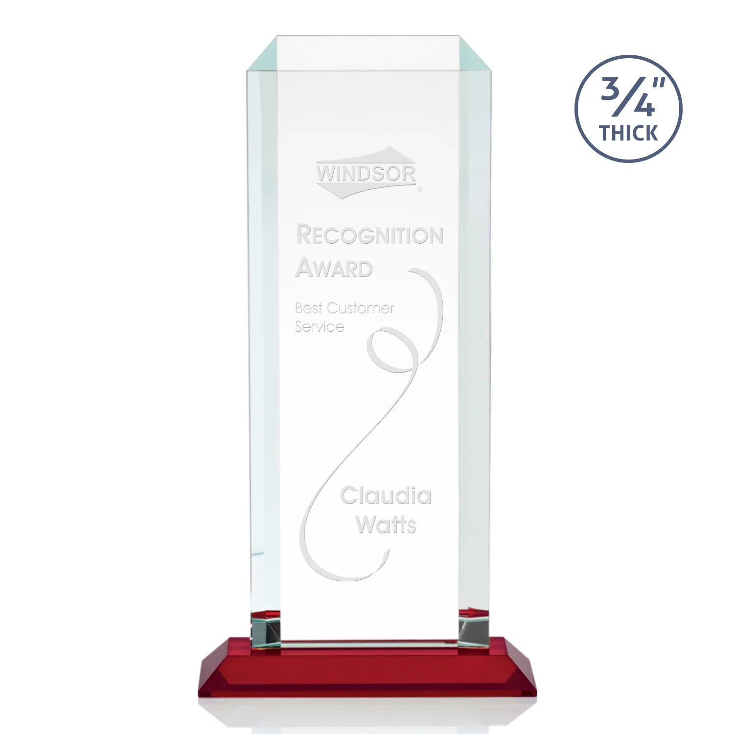 Promotional Starfire Crystal Tower Award With Etch or Full-Color Print for donor appreciation