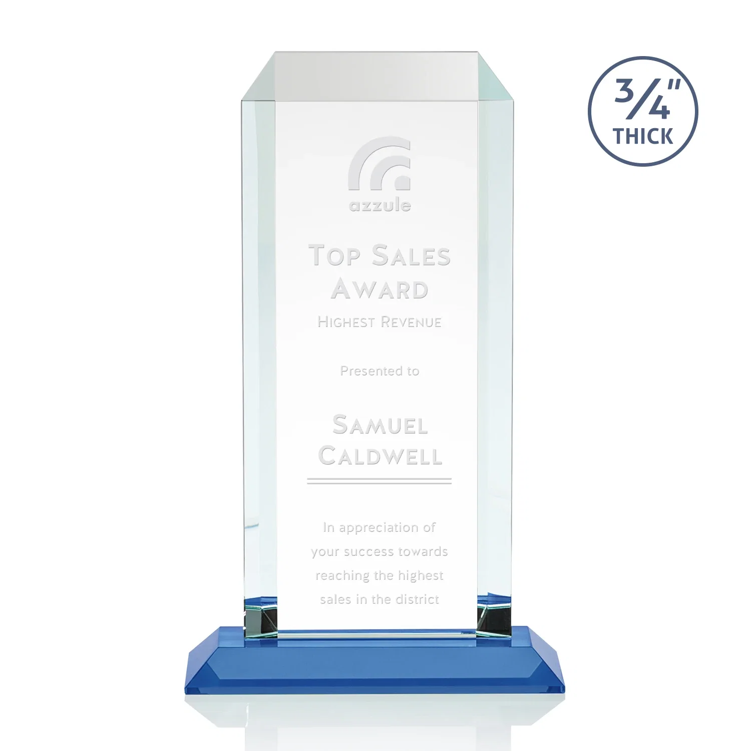 Promotional Starfire Crystal Tower Award With Etch or Full-Color Print for dealer and partner awards