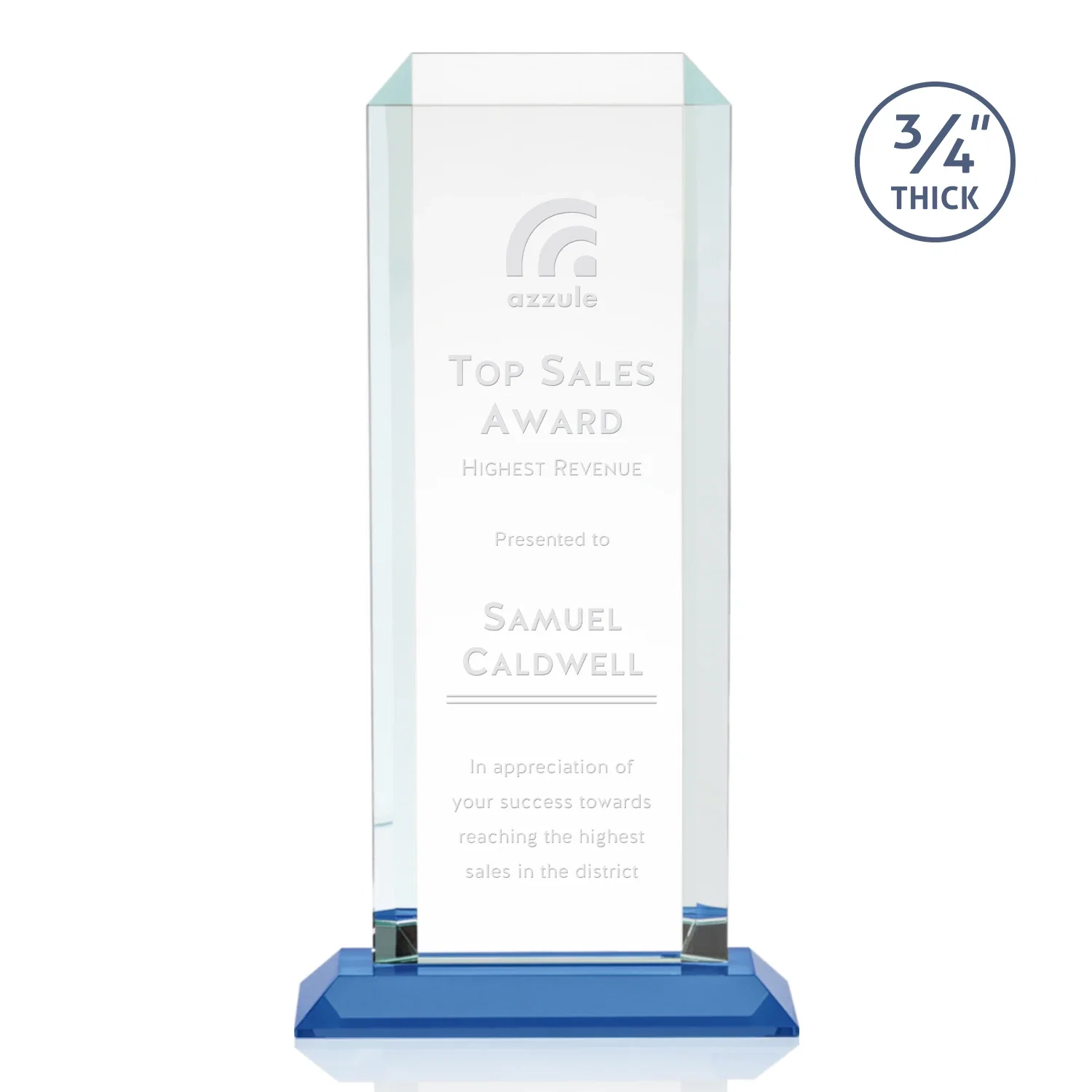 Promotional Starfire Crystal Tower Award With Etch or Full-Color Print for company anniversary events