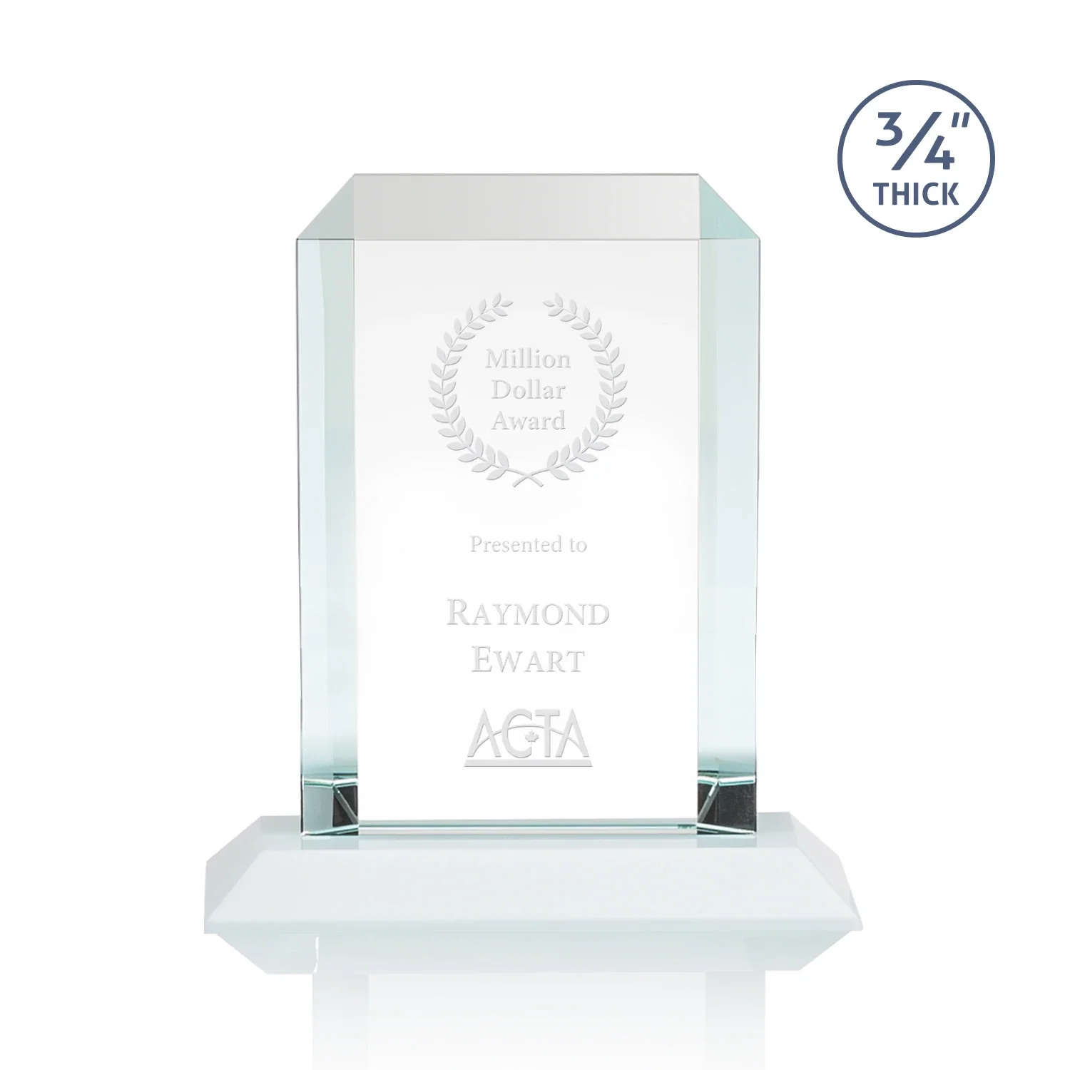 Branded Starfire Crystal Tower Award With Etch or Full-Color Print for corporate award ceremonies