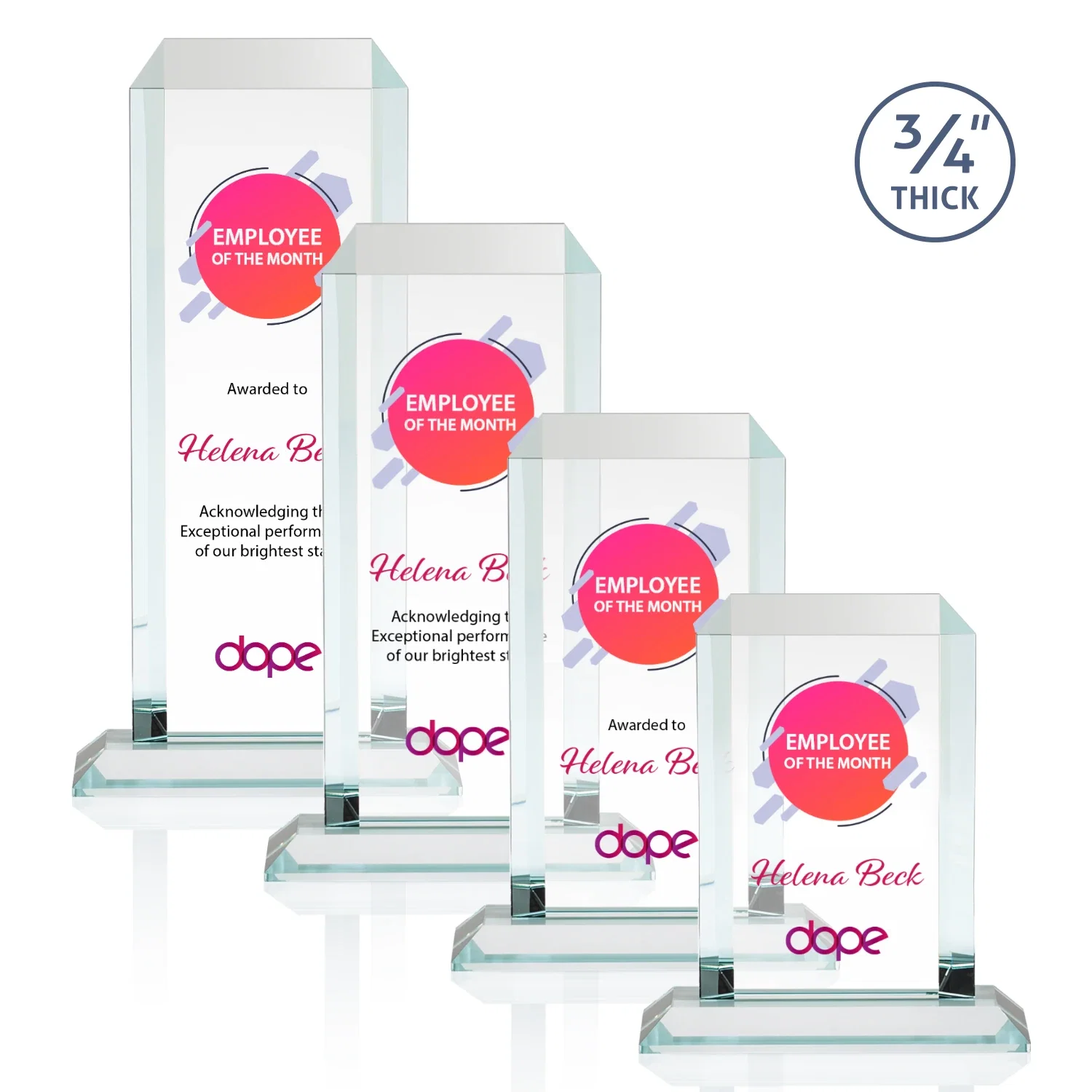Branded Starfire Crystal Tower Award With Etch or Full-Color Print for team milestone celebrations
