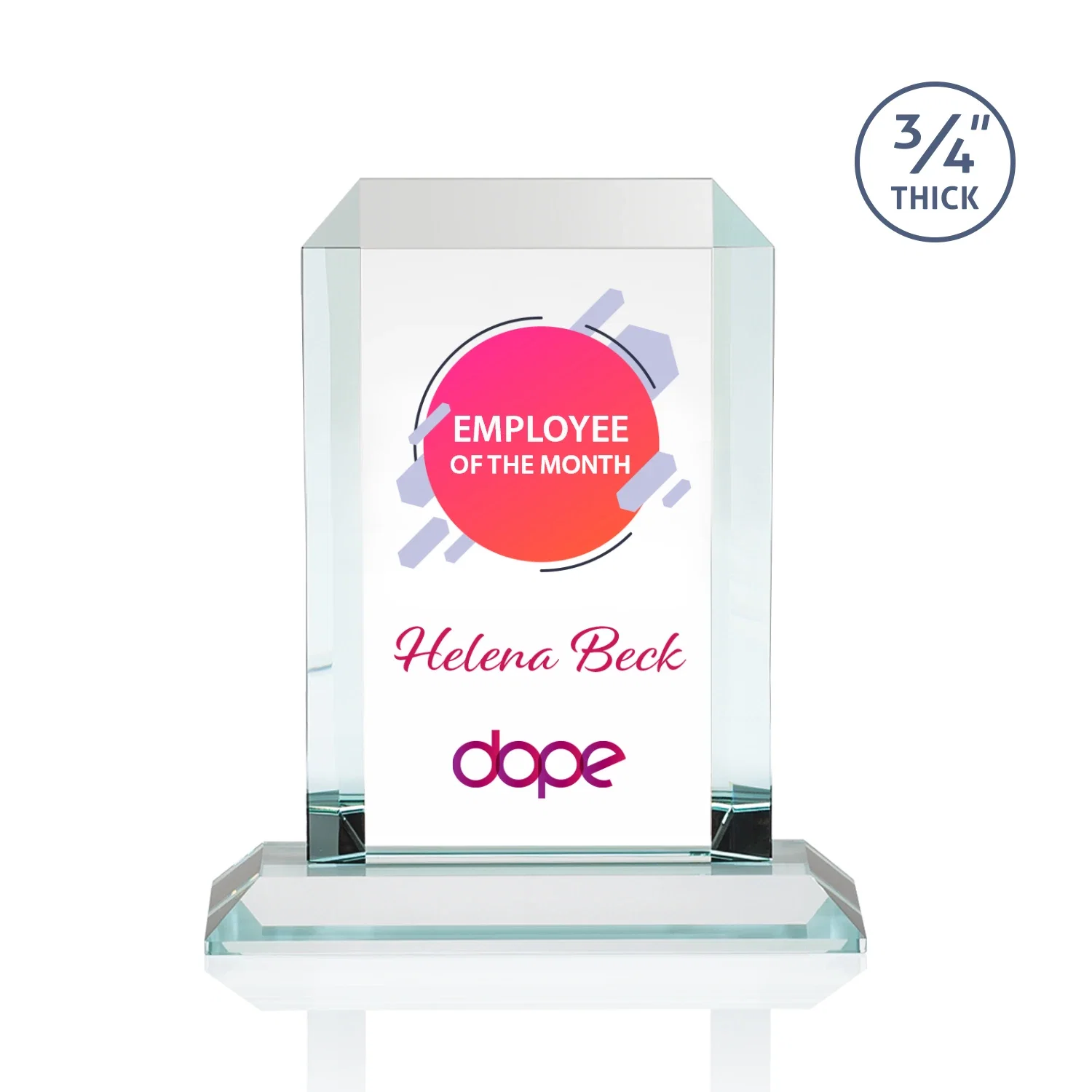 Branded Starfire Crystal Tower Award With Etch or Full-Color Print for donor appreciation