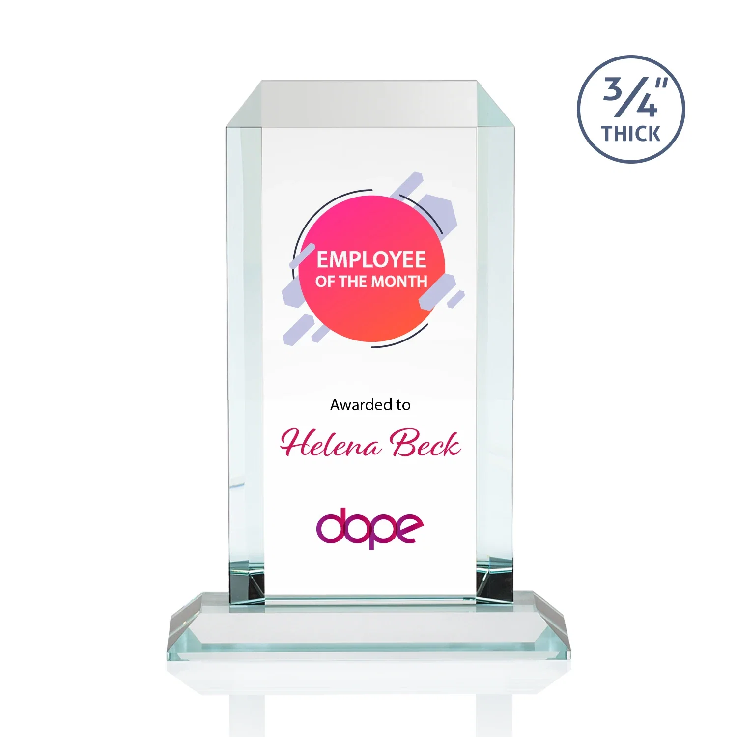 Branded Starfire Crystal Tower Award With Etch or Full-Color Print for graduation ceremonies