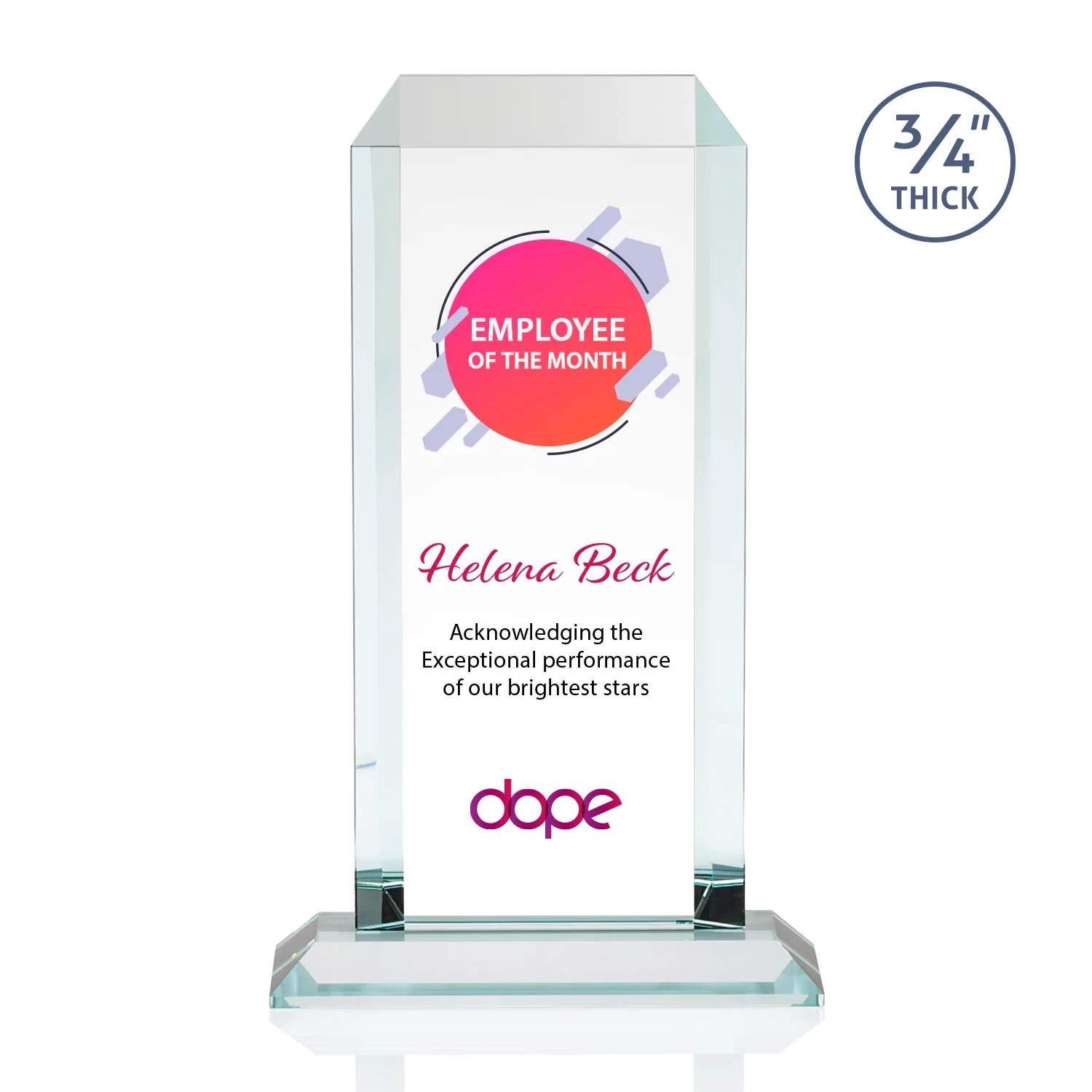 Branded Starfire Crystal Tower Award With Etch or Full-Color Print for safety achievement programs