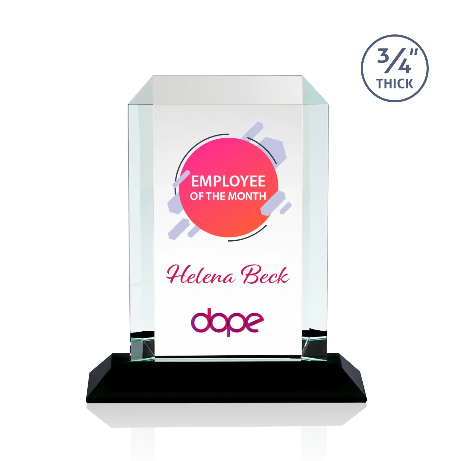 Custom printed Starfire Crystal Tower Award With Etch or Full-Color Print for dealer and partner awards