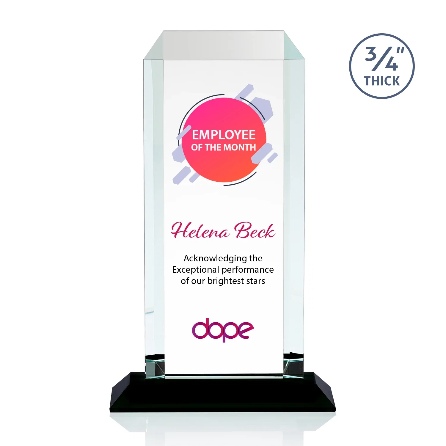 Customized Starfire Crystal Tower Award With Etch or Full-Color Print for employee recognition