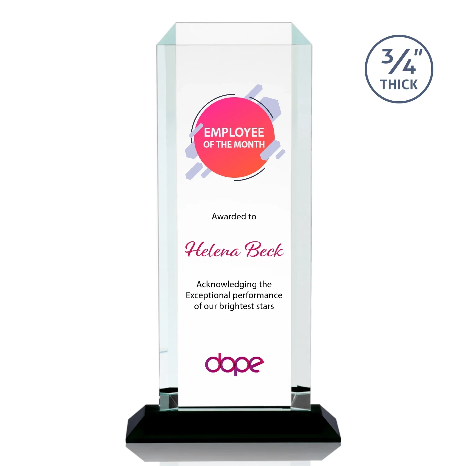 Customized Starfire Crystal Tower Award With Etch or Full-Color Print for corporate award ceremonies