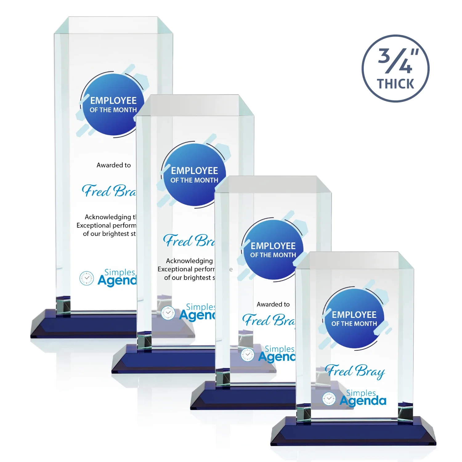 Customized Starfire Crystal Tower Award With Etch or Full-Color Print for service anniversary gifts