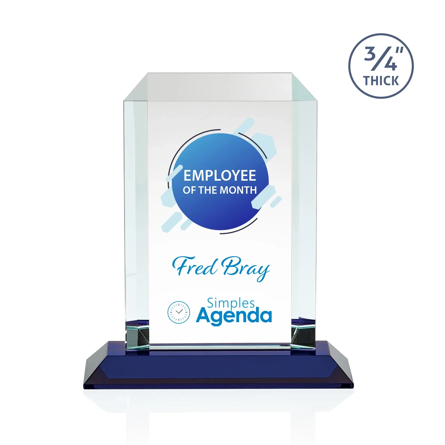 Customized Starfire Crystal Tower Award With Etch or Full-Color Print for sales achievement awards