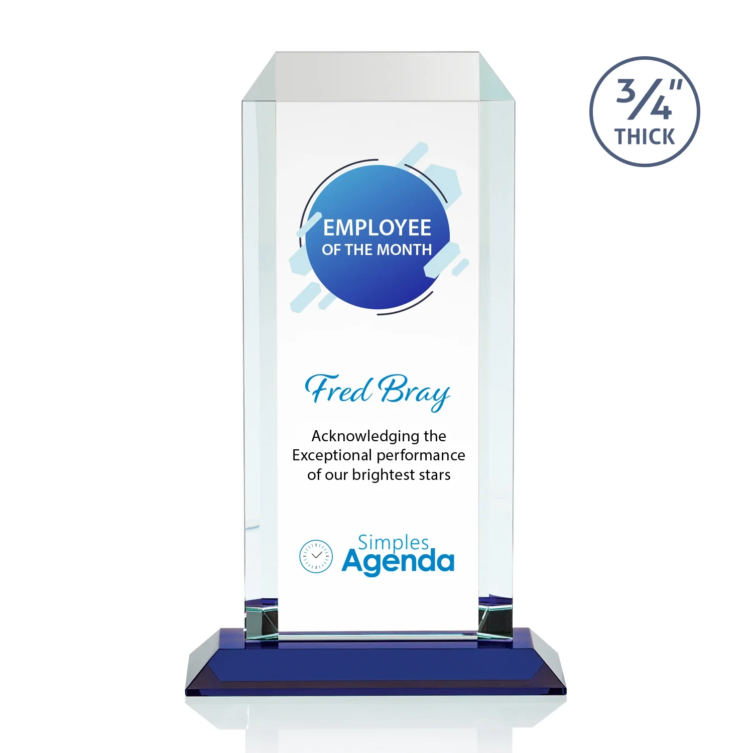 Customized Starfire Crystal Tower Award With Etch or Full-Color Print for team milestone celebrations