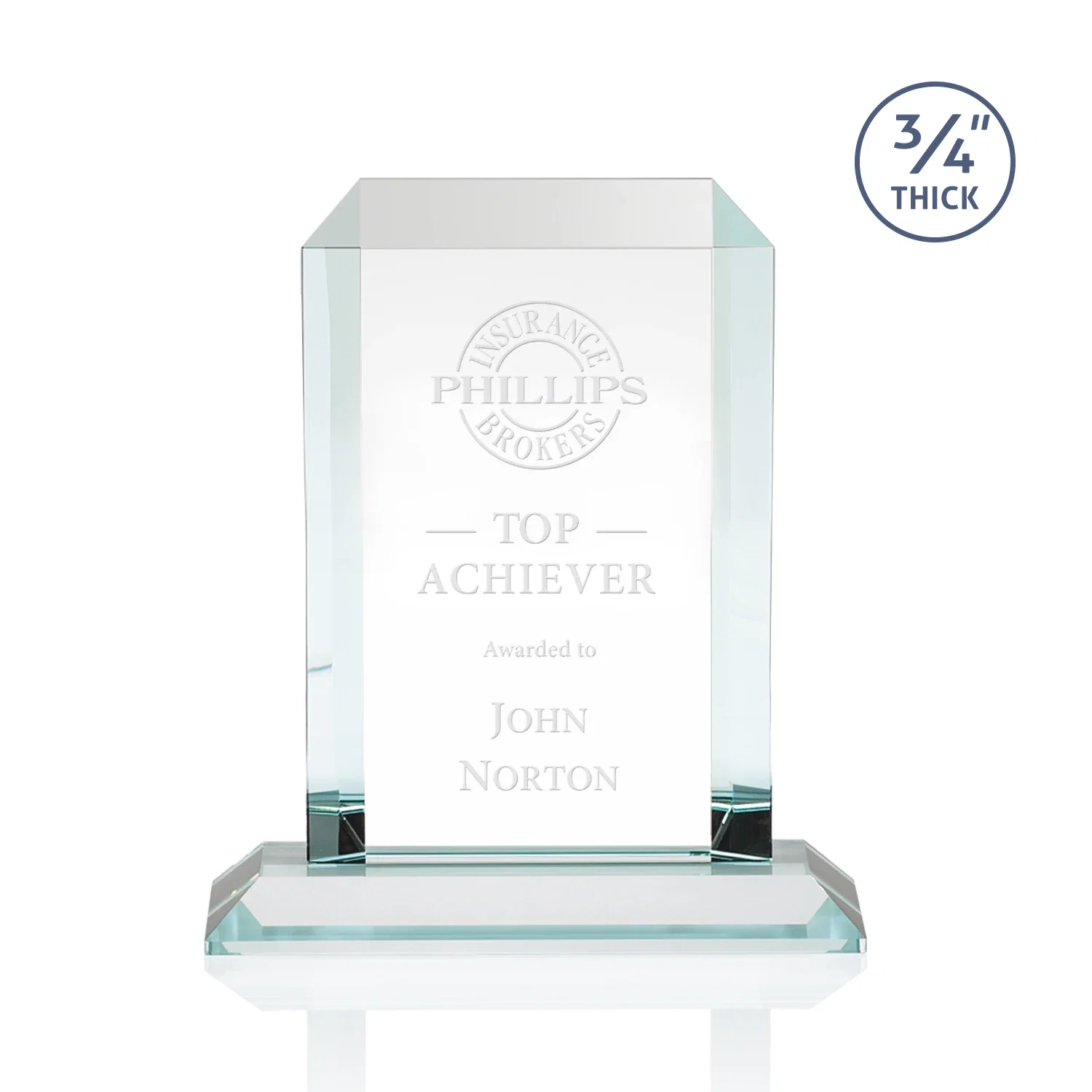 Custom Starfire Crystal Tower Award With Etch or Full-Color Print for graduation ceremonies