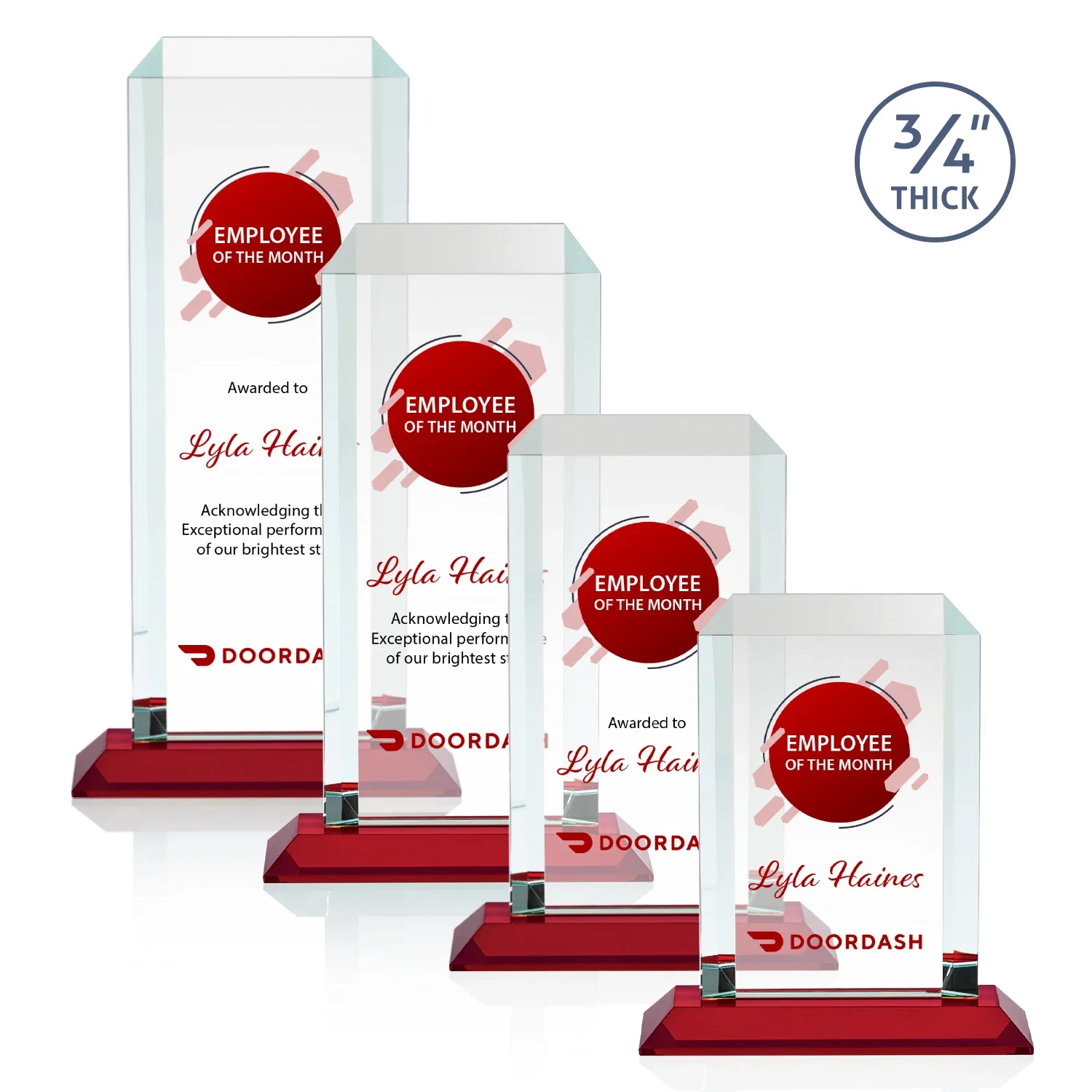 Customized Starfire Crystal Tower Award With Etch or Full-Color Print for graduation ceremonies