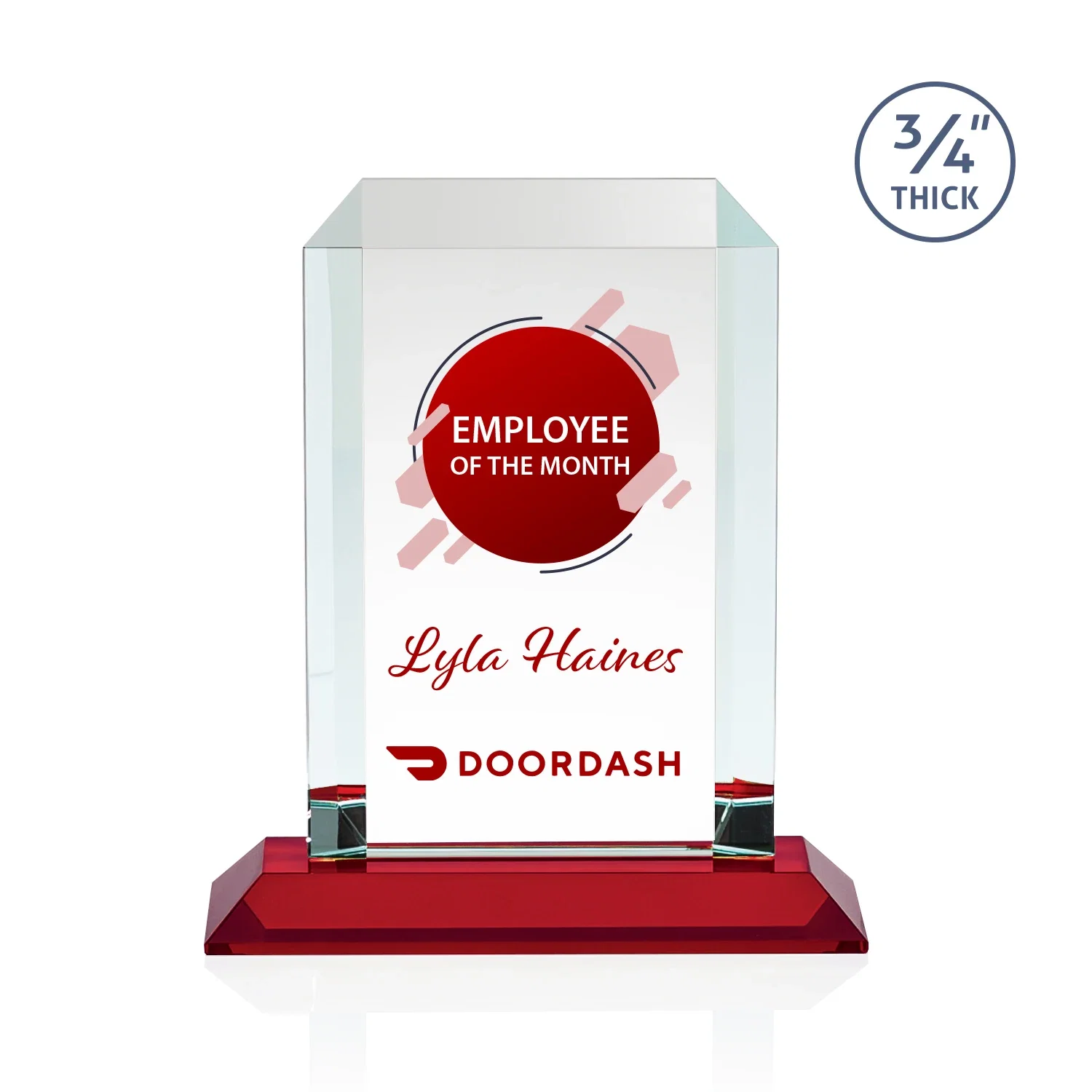 Customized Starfire Crystal Tower Award With Etch or Full-Color Print for safety achievement programs