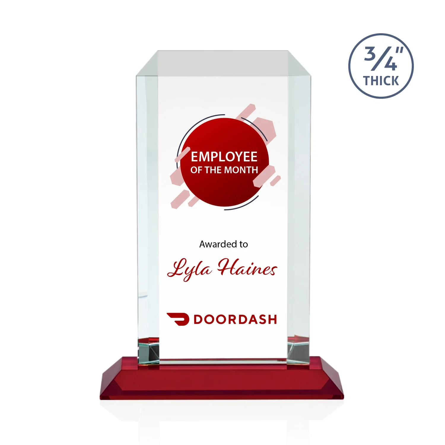 Customized Starfire Crystal Tower Award With Etch or Full-Color Print for volunteer appreciation