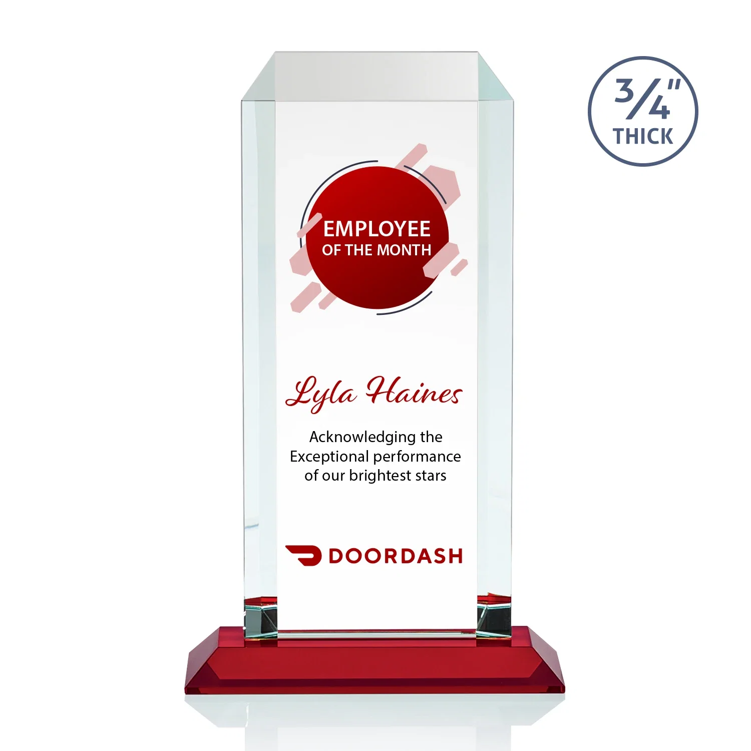 Customized Starfire Crystal Tower Award With Etch or Full-Color Print for dealer and partner awards