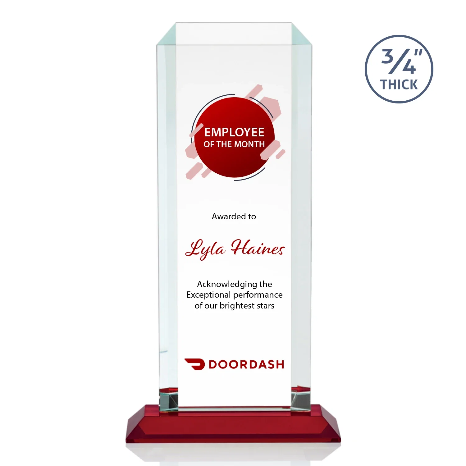 Customized Starfire Crystal Tower Award With Etch or Full-Color Print for company anniversary events