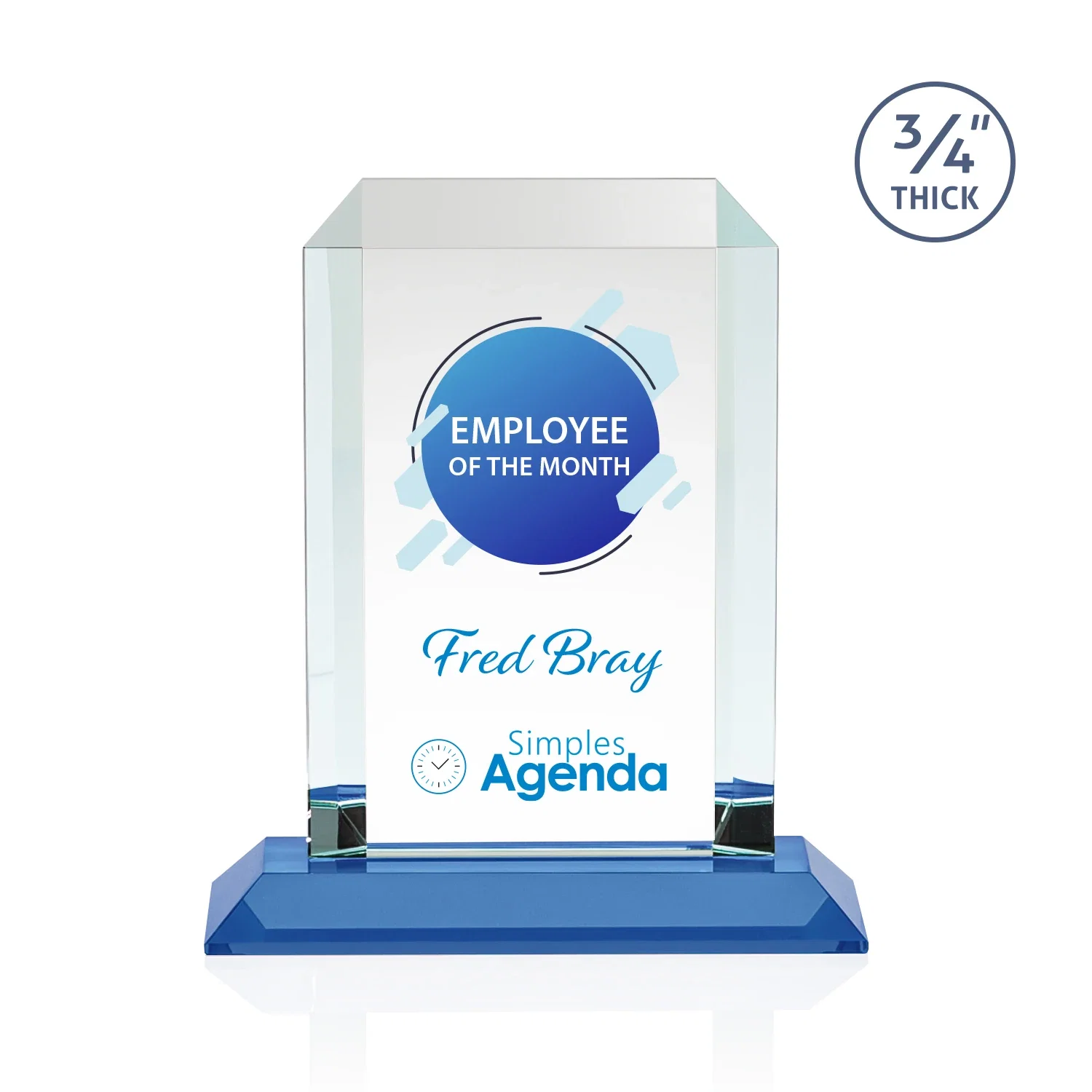 Custom engraved Starfire Crystal Tower Award With Etch or Full-Color Print for corporate award ceremonies