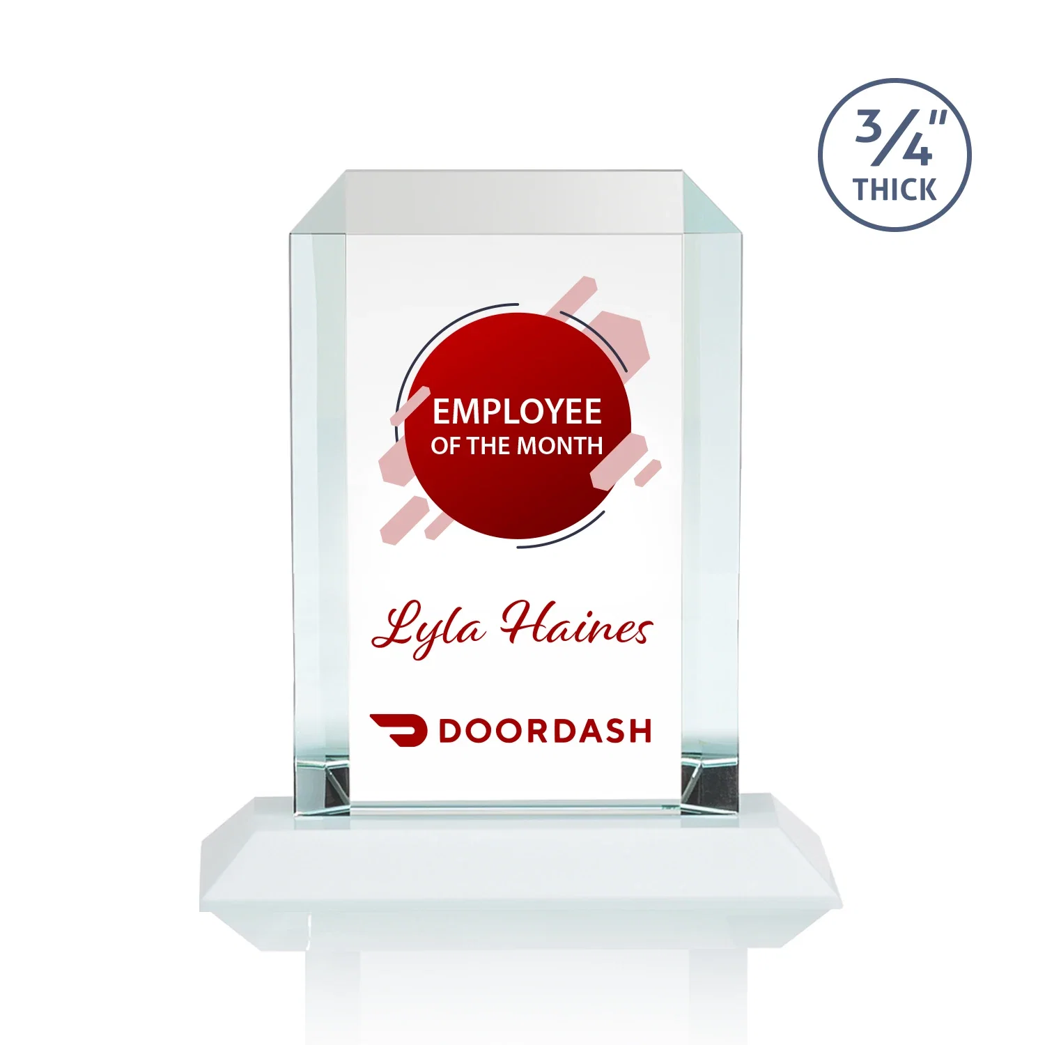Custom engraved Starfire Crystal Tower Award With Etch or Full-Color Print for donor appreciation